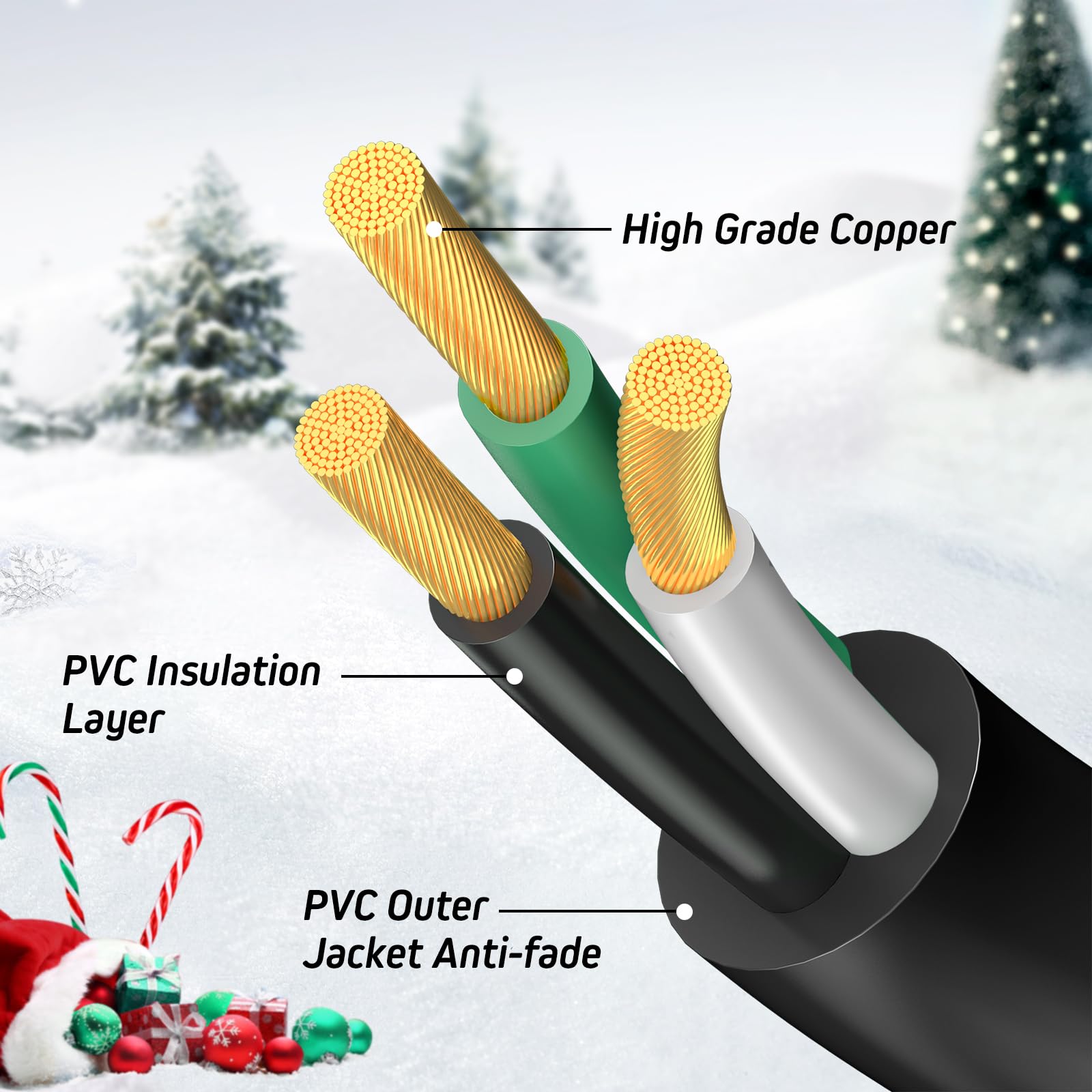 Eversimpleinc Black 1 To 4 Splitter Extension Cord (Combined 31 Ft, End To End 13 Ft), 3 Prong Plug With 4 Extended Outlets, Wit