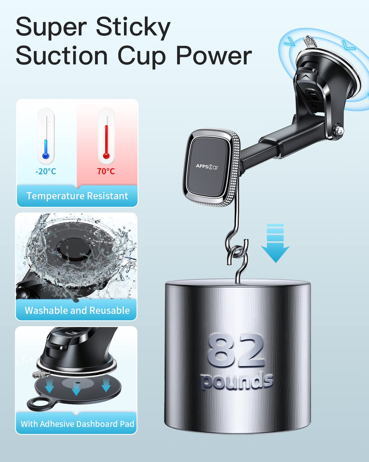 Apps2Car Magnetic Phone Holder For Car, Bling Dashboard/Windshield Sturdy Suction Cup Phone Holder, Crystal Magnetic Phone Mount