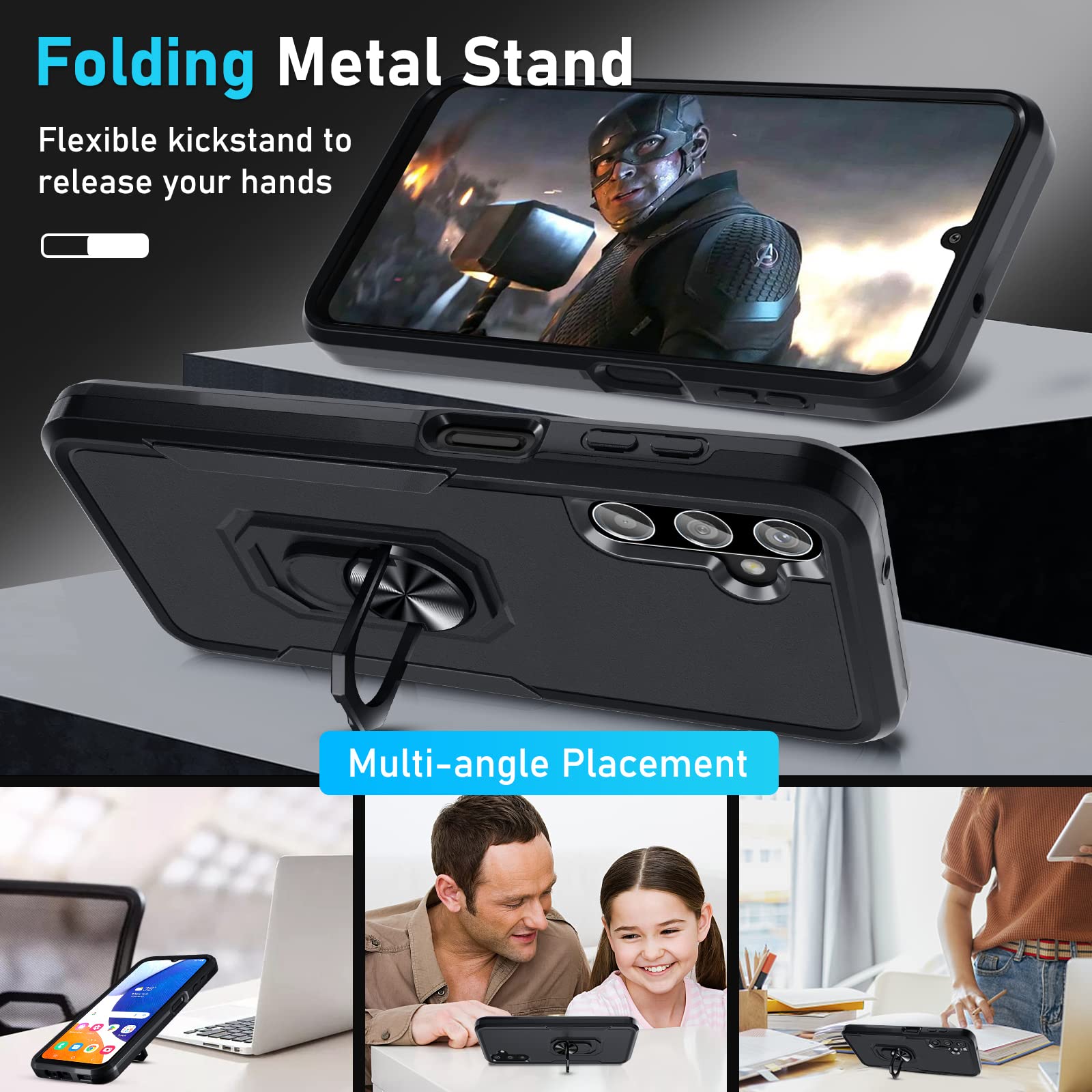 Janmitta Compatible With Samsung Galaxy A14 5G Case With Screen Protector+Camera Lens Protector,Heavy Duty Full Body Phone Cover