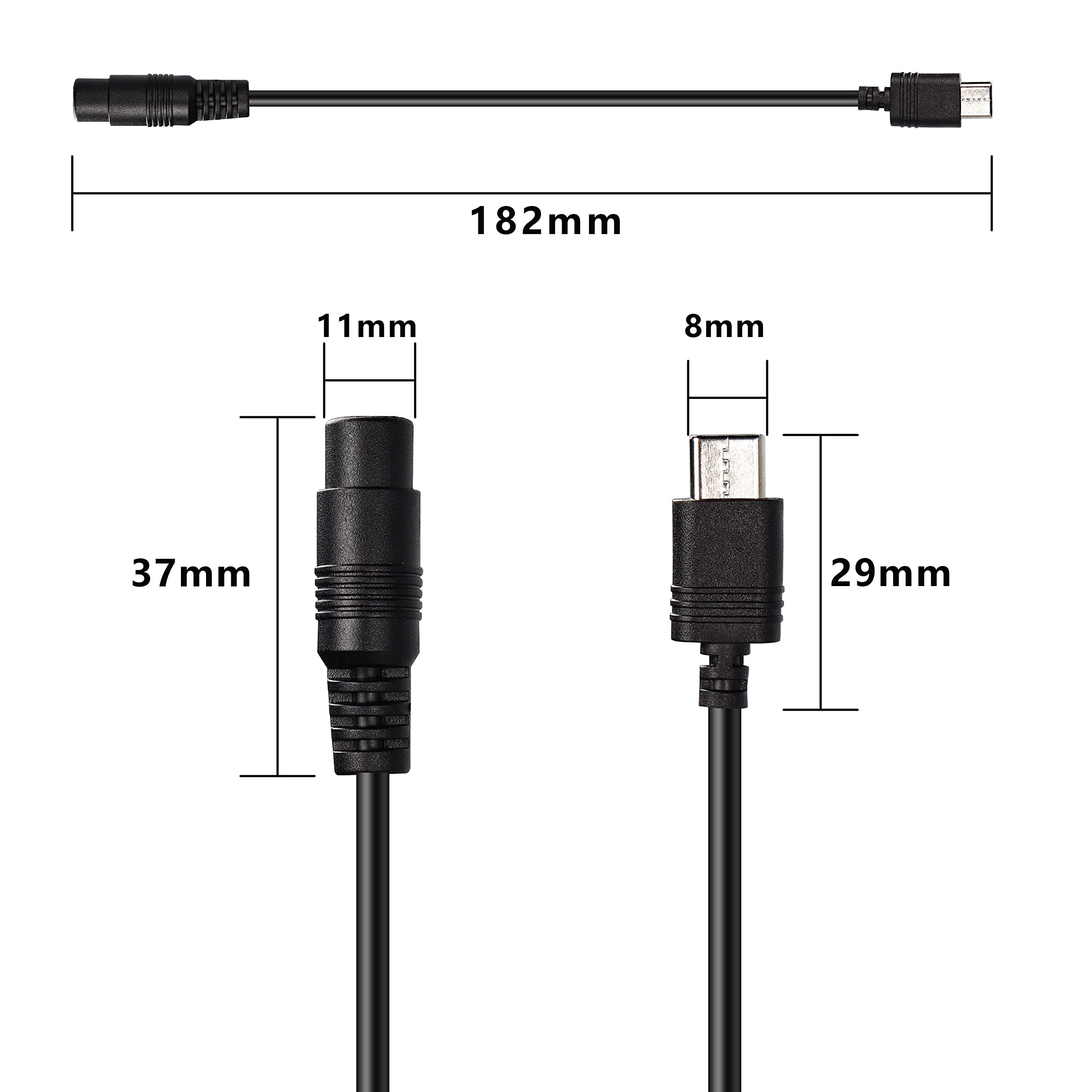 Xmsjsiy 5V Dc 5.5 2.1Mm Female To Usb Type C Adapter Cable Connector Power Extension Charge Cable For Laptop Mobilephones 18.2Cm 2 Pack