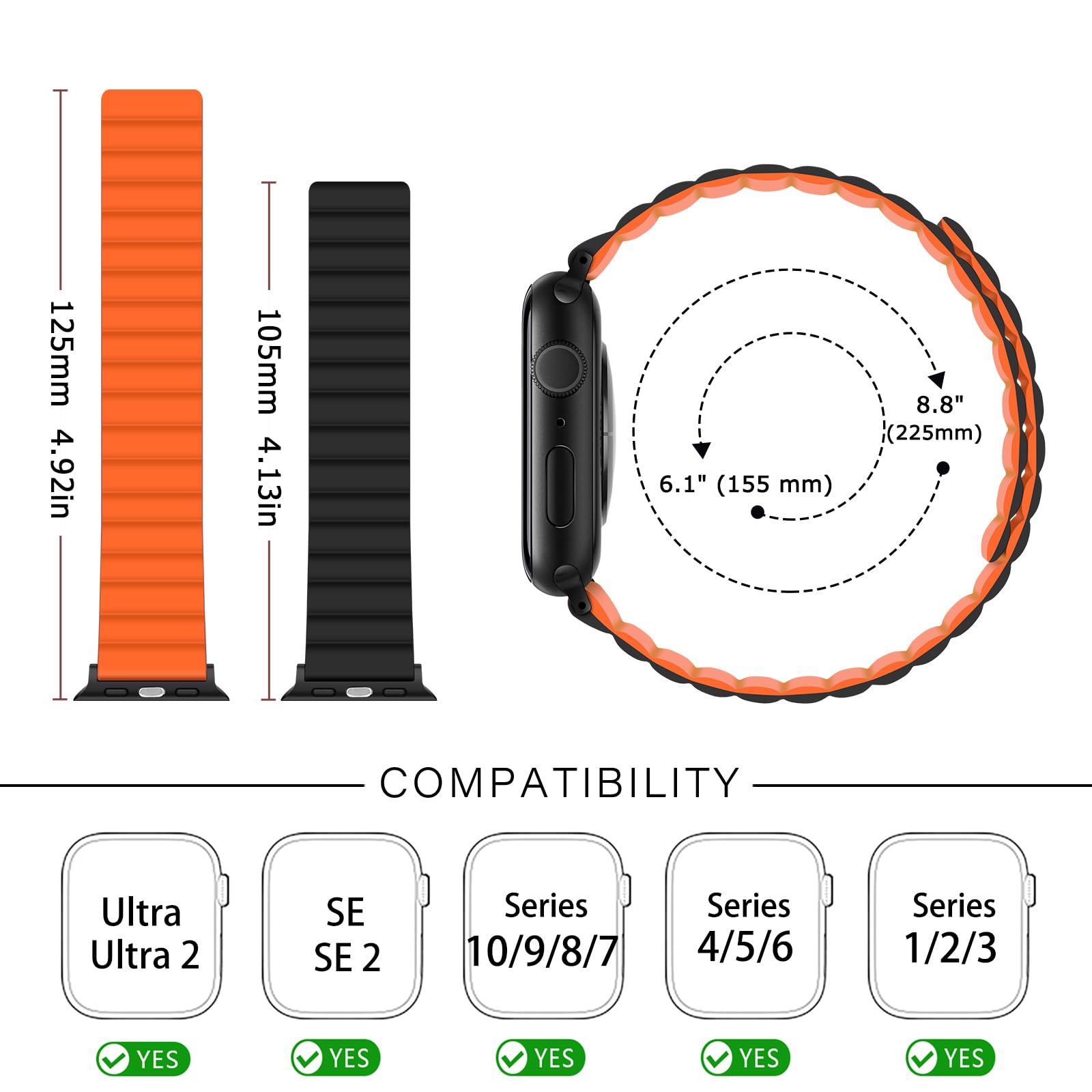 Tasikar Silicone Bands Compatible With Apple Watch Band 49Mm 45Mm 44Mm 42Mm, Loop Strap With Strong Magnetic Closure Designed Fo