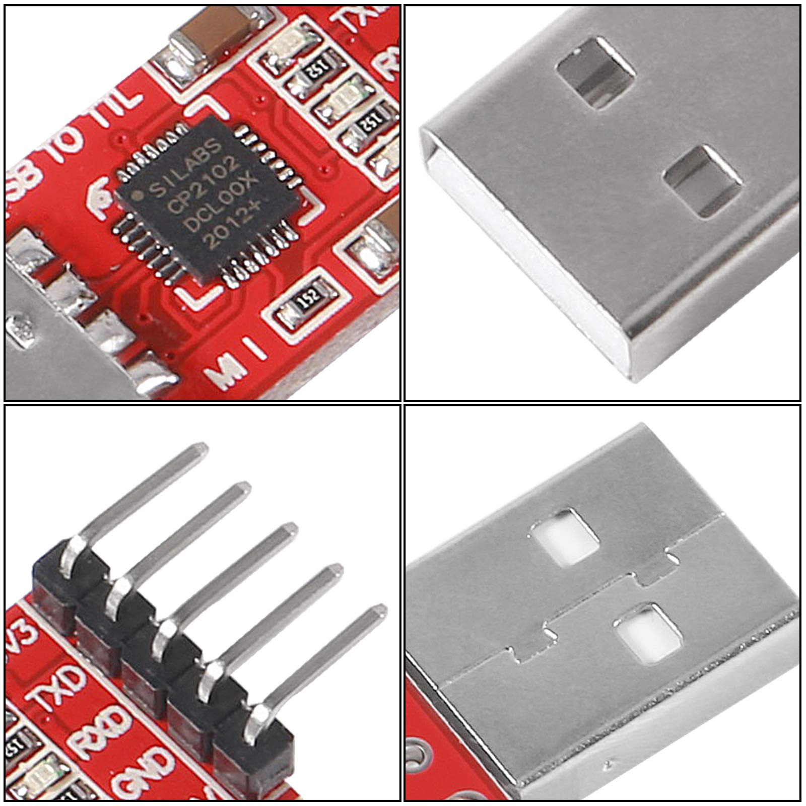 Atnsinc 3Pcs Cp2102 Usb 2.0 To Ttl 5Pin Serial Adapter Usb To Ttl Serial Converter Module For Uart Stc 3.3V And 5V With Dupont W