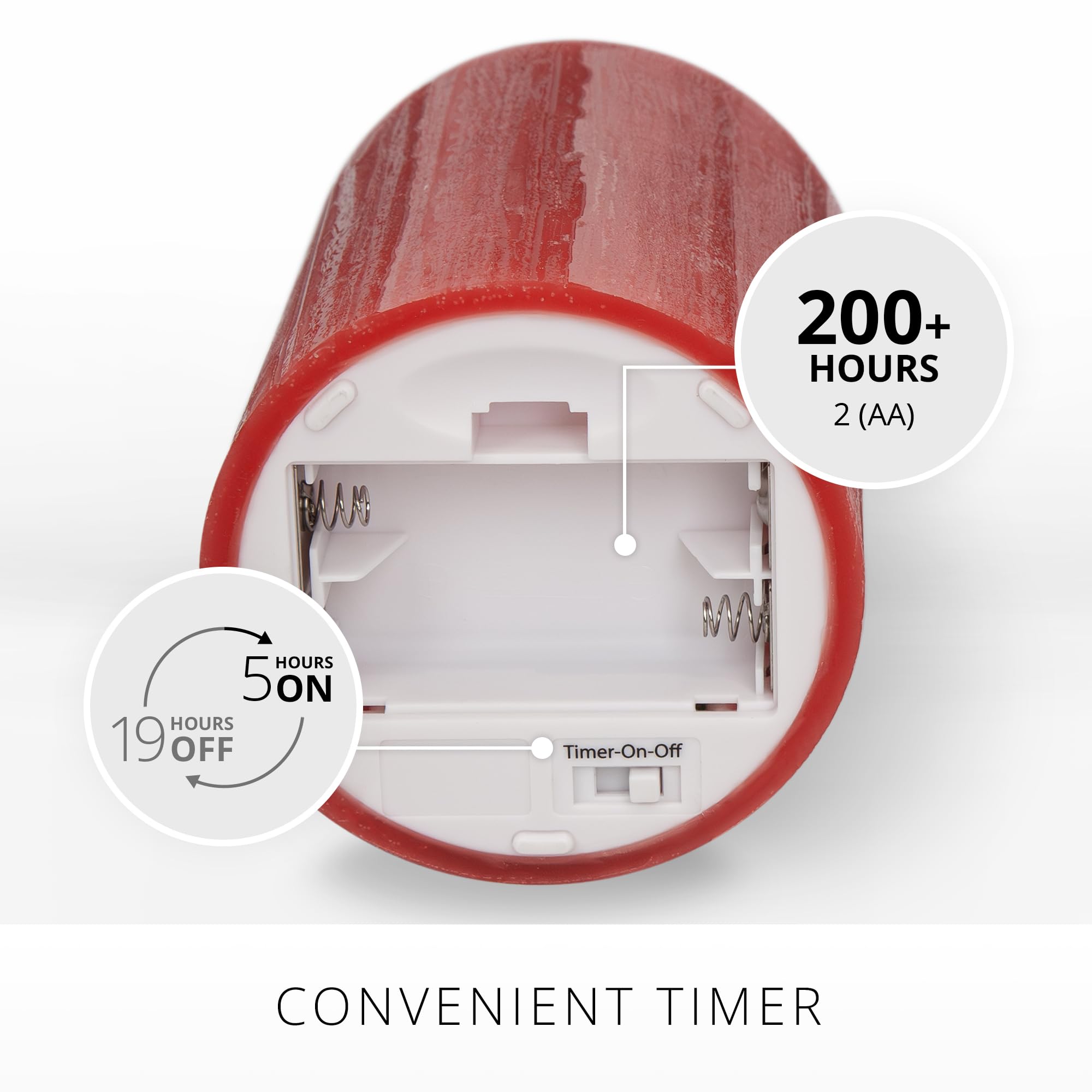 Luminara Selenite Looking Flameless Candle, Holiday Red 3'' X 4.5'', Battery Operated Real Wax Moving Flame Led Pillar W/Timer,