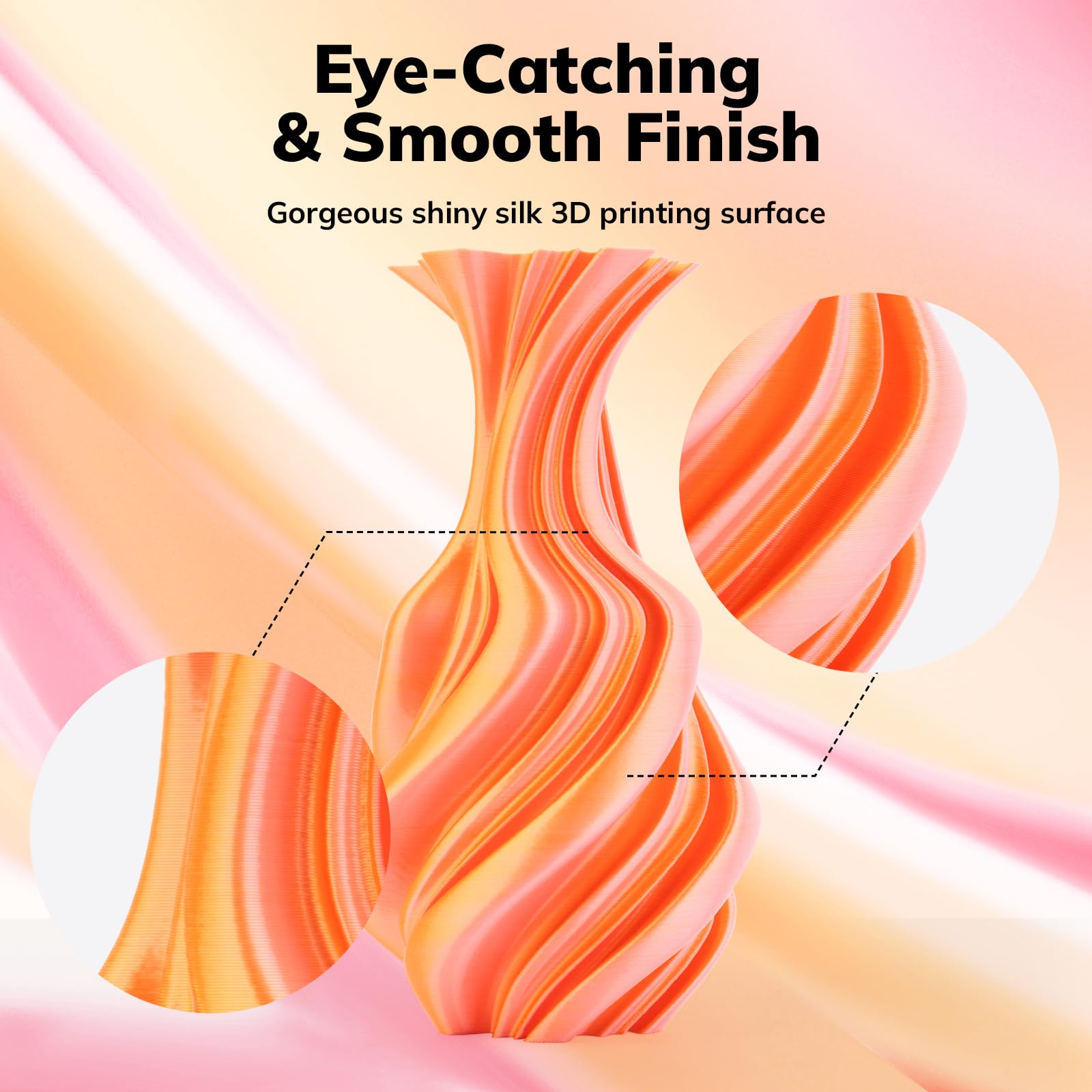 Amolen Silk Pla 3D Printer Filament, Dual Color Peach Orange Pla 1.75Mm, Shiny Color Change Filament 3D Printing Pla Filament Fo