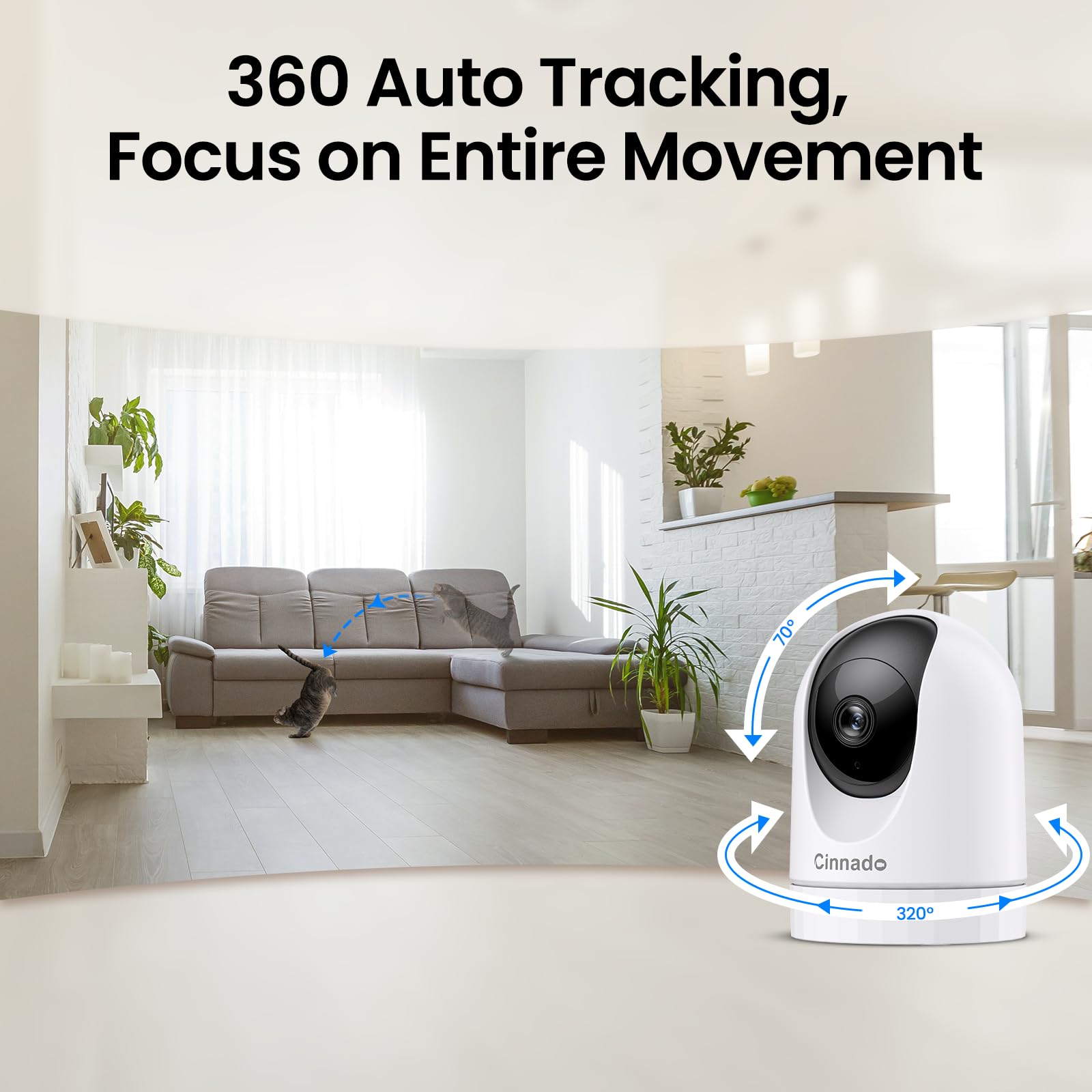 Cinnado 5Mp Security Camera Indoor 5G/2.4G Dual Wifi Cameras For Home Security With Audio And Video Ideal For Pet/Nanny/Baby Mon