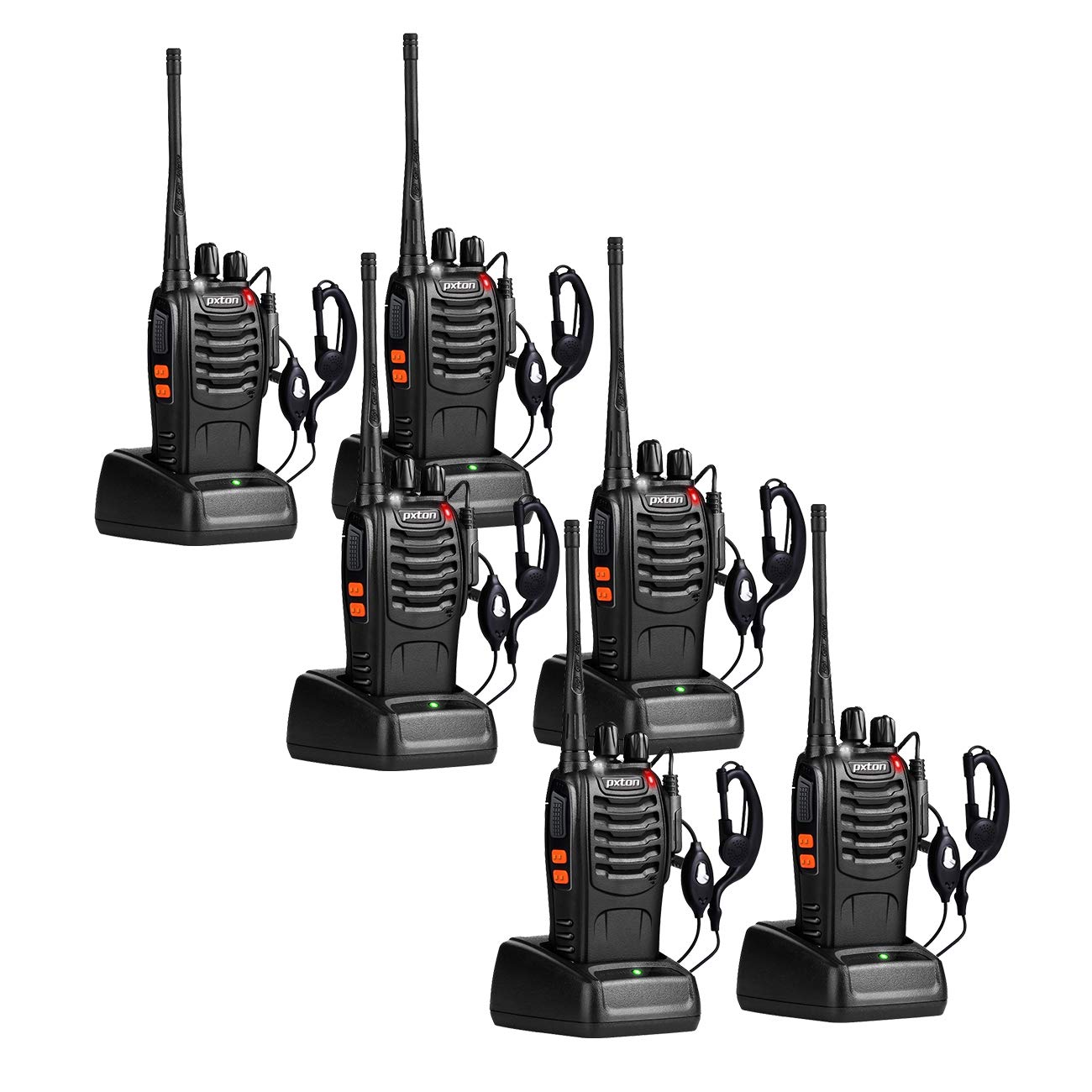 Pxton Two Way Radios Long Range Walkie Talkies For Adults With Headphones,16 Channel Handheld 2 Way Radio Rechargeable With Flas
