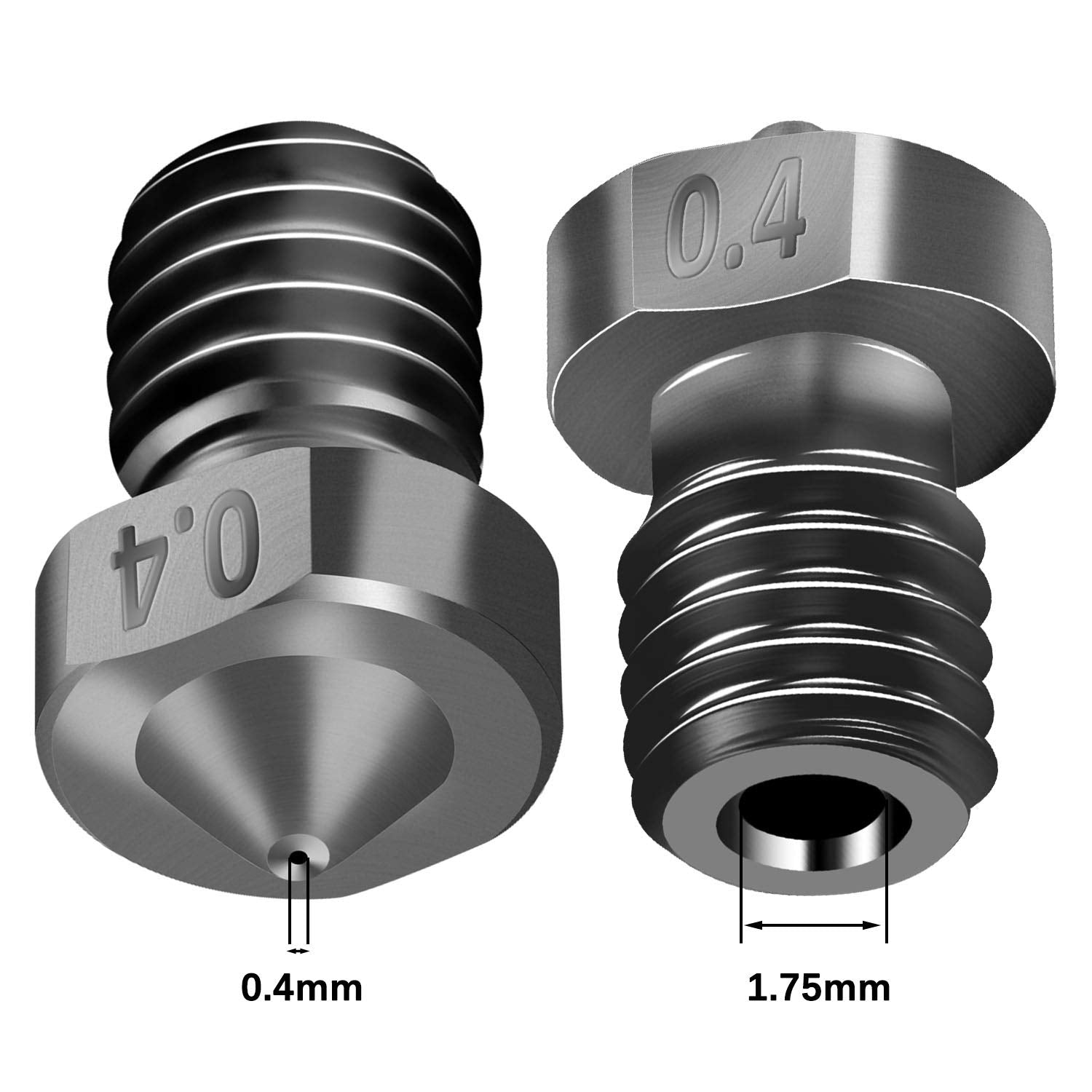 Simax3D [5Pcs/Pack] E3D V6 0.4Mm 3D Printer Nozzles,Made Of High Quality Hardened Steel Non Clogging And Burr Free, For Makerbot