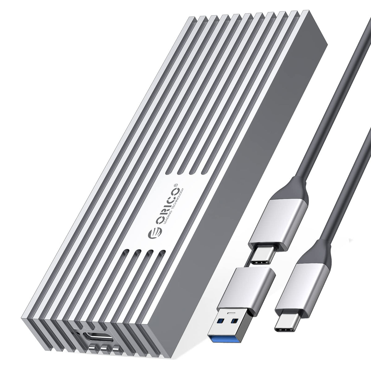 ORICO M.2 NVMe SSD Enclosure to 20Gbps USB3.2 Gen2x2 USB C PCIe Adapter for NVMe M Key/M+B Key SSD 2230/2242/2260/2280, Aluminum M2 External SSD Case(Cooling Vest, UASP, Trim) SSD Max 4TB M233 Silver