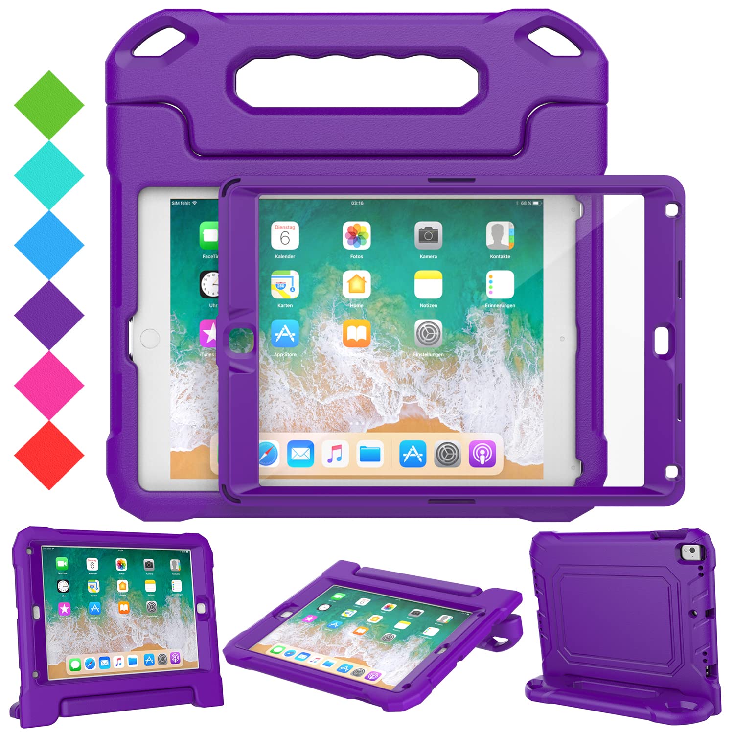 Suplik Kids Case For Ipad 5Th/6Th Generation (9.7 Inch, 2017/2018), Ipad Air 1 & Air 2 & Pro 9.7 Case With Screen Protector, Dur