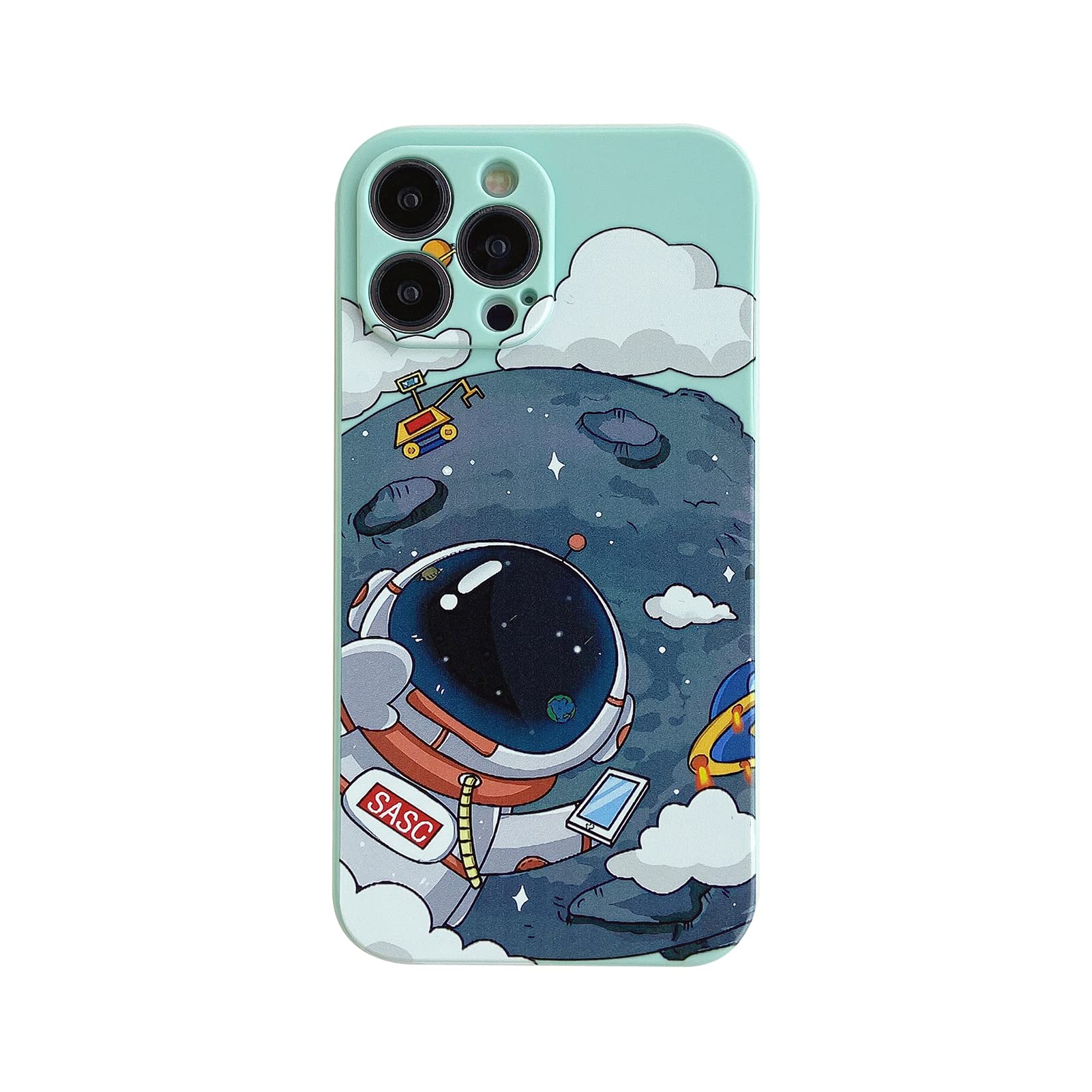 Yonds Queen For Iphone 12 Pro Cute Case, Cool Cartoon Astronaut Planet Moon Space Design Stylish Soft Tpu Bumper Shockproof Anti