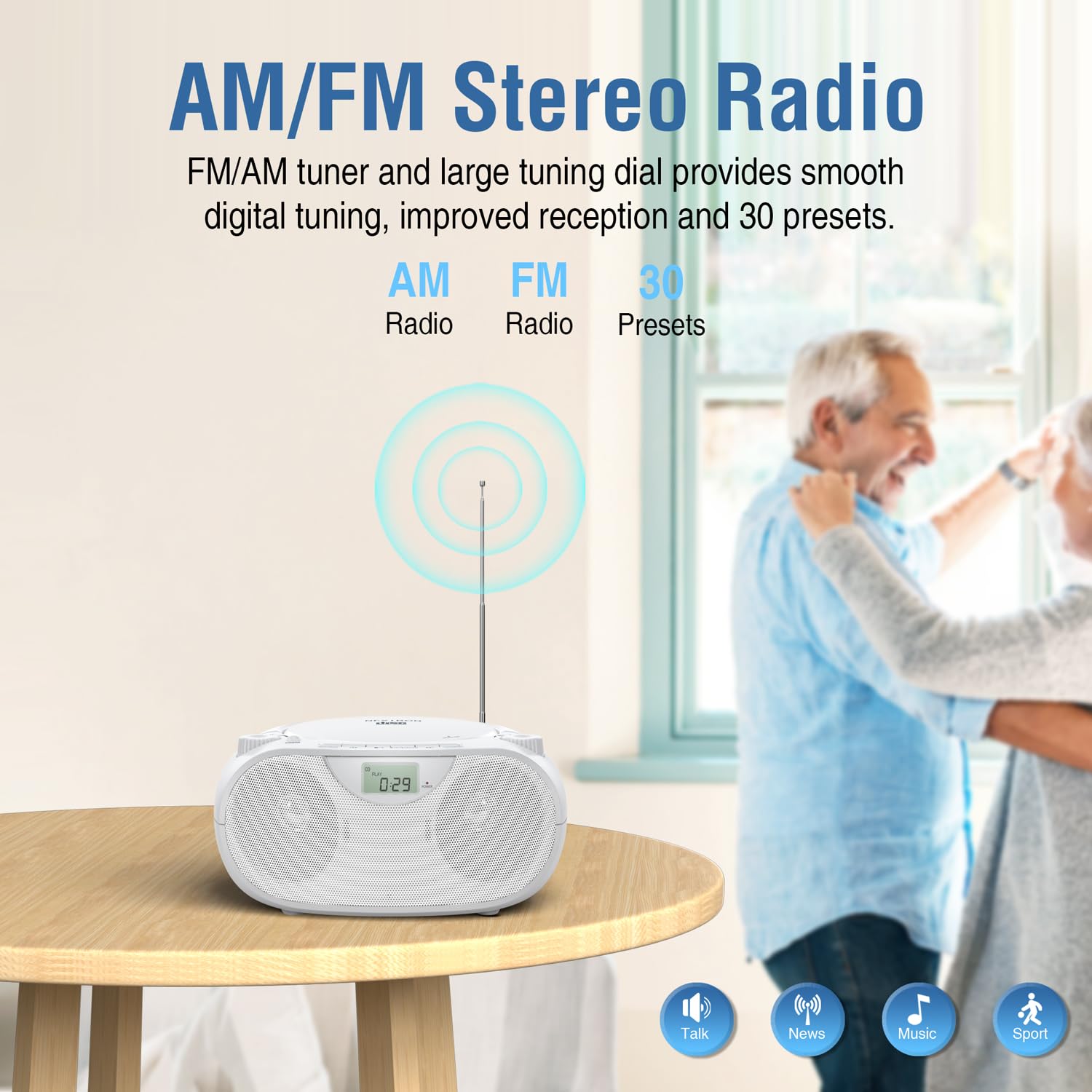 Nextron Portable Stereo Cd Player Boombox With Am/Fm Radio, Bluetooth, Usb, Aux In, Headphone Jack, Cd R/Rw And Mp3 Cds Compatib