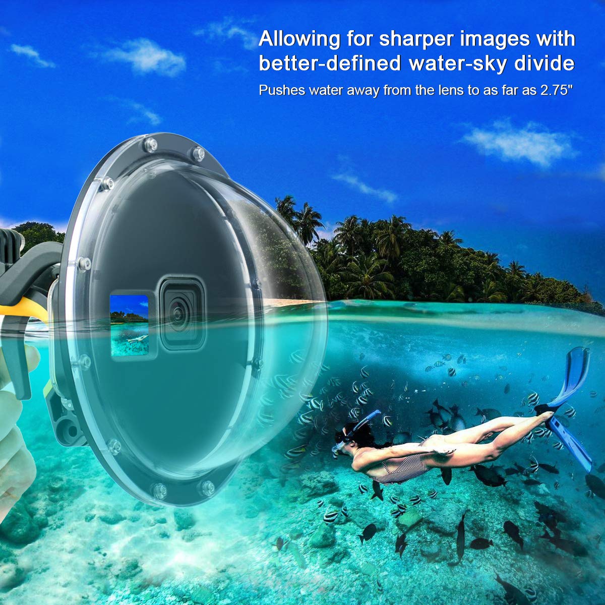 Gepuly Dome Port For Gopro Hero 9 10 11 12 13 Black, Underwater Waterproof Dome Port Housing Case + Floating Hand Grip + Trigger
