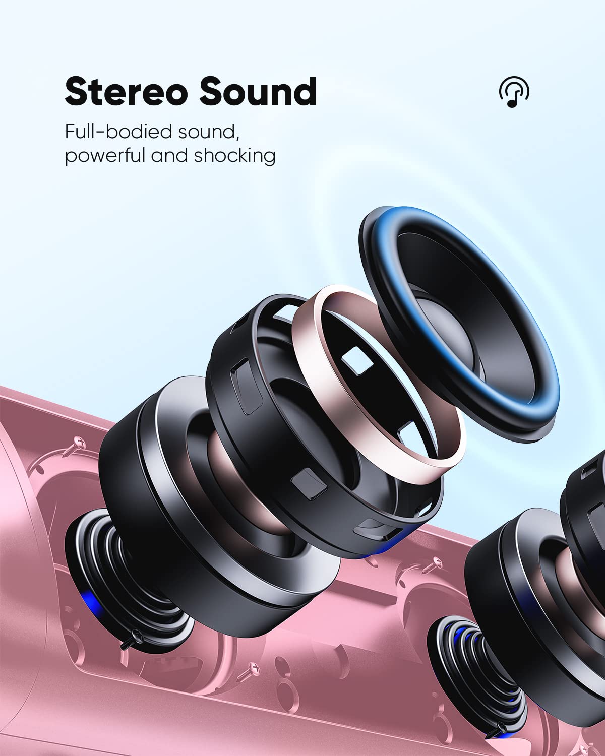 Ipx5 Waterproof Bluetooth Speaker With Hd Sound, 24H Playtime   For Home, Outdoor, Beach