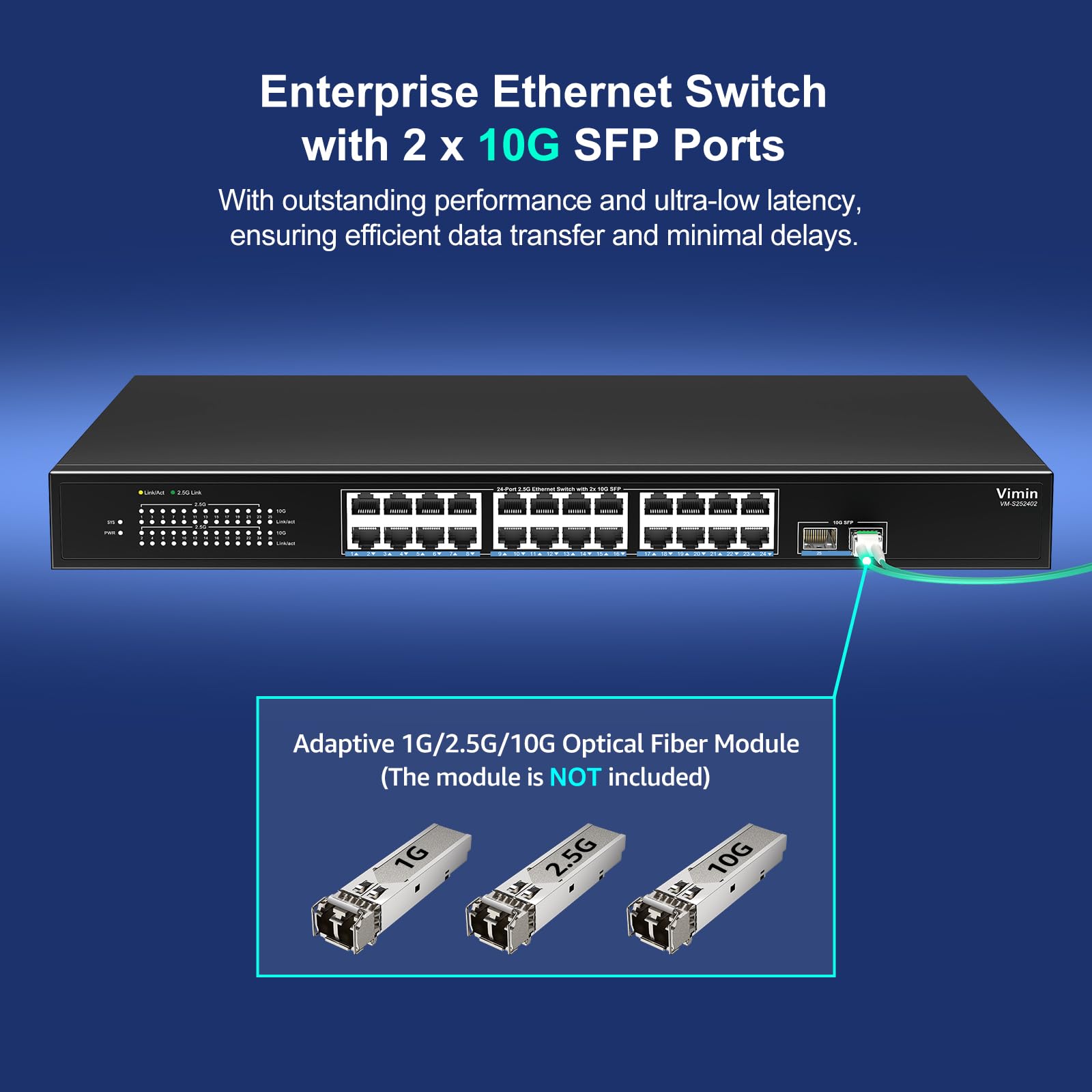 24 Port 2.5G Network Switch With 2X10G Sfp, 24X 2.5G Base T Ethernet Ports, Unmanaged Switch Compatible With 10/100/1000Mbps, 16