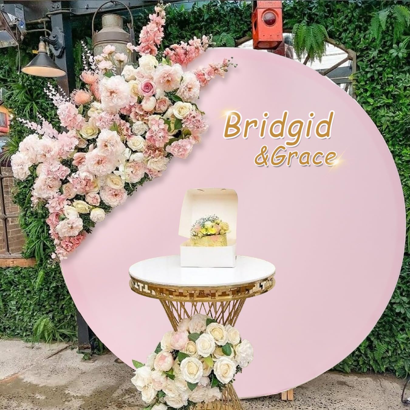 7.2Ft Baby Pink Round Backdrop Cover For 7Ft / 7.2Ft Circle Stand, Wrinkle Free Stretchy Circle Arch Round Backdrop Cover For Pa