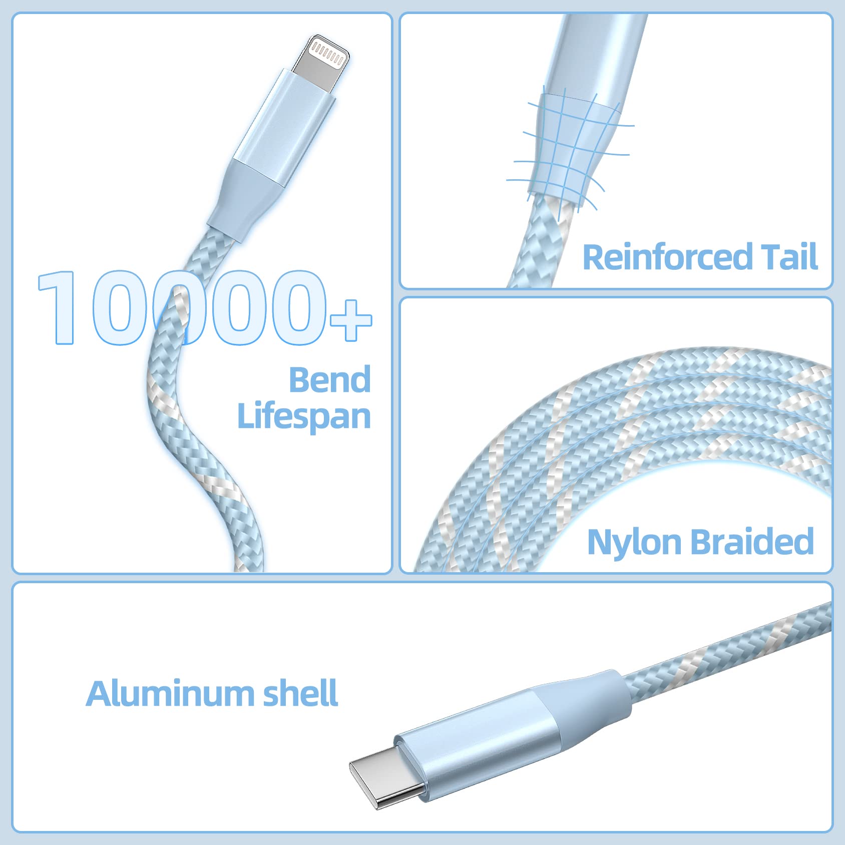 Usb C To Lightning Cable 3 Pack 6Ft Apple Mfi Certified Iphone Fast Charger Fast Charging Type C To Lightning Cable For Iphone 1