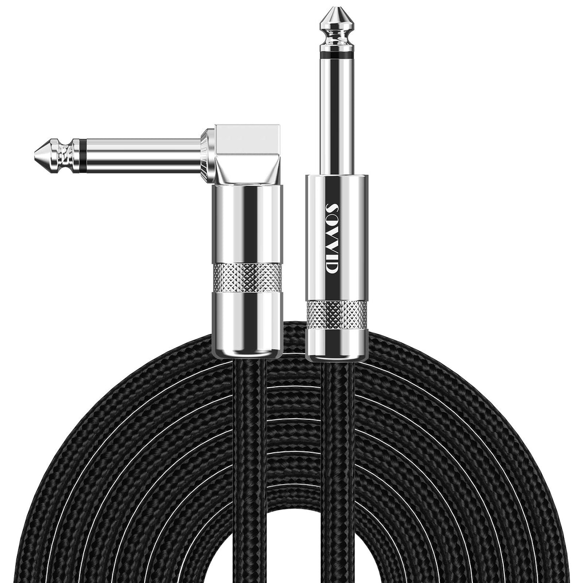 Sovvid Guitar Cable 10Ft Instrument Cable Guitar Cord Electric Guitar Cable Guitar Amp Cord For Bass Guitar Keyboard 1/4 Inch Cable Right Angle Black