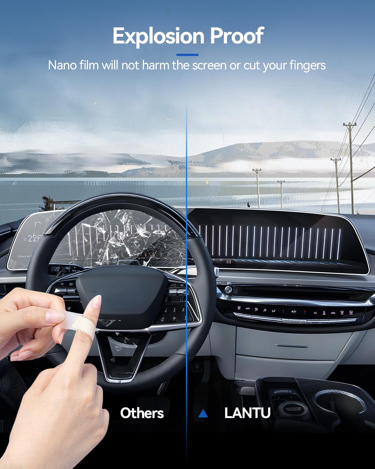 Lantu 2Pcs Car Screen Protector For 2023 2024 Cadillac Lyriq (Luxury/Tech/Sport) Accessories Navigation Nano Touchscreen Protect