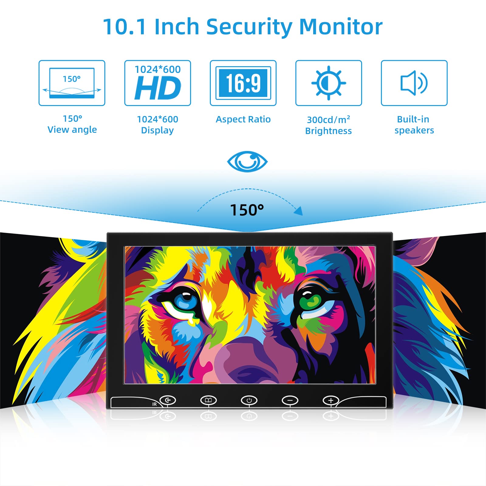 10.1 Inch Small Monitor, Raspberry Pi Monitor Built In Speakers, Mini Monitor 1024 X 600, Hdmi Monitor 60 Hz, 5Ms, Ips Screen Di