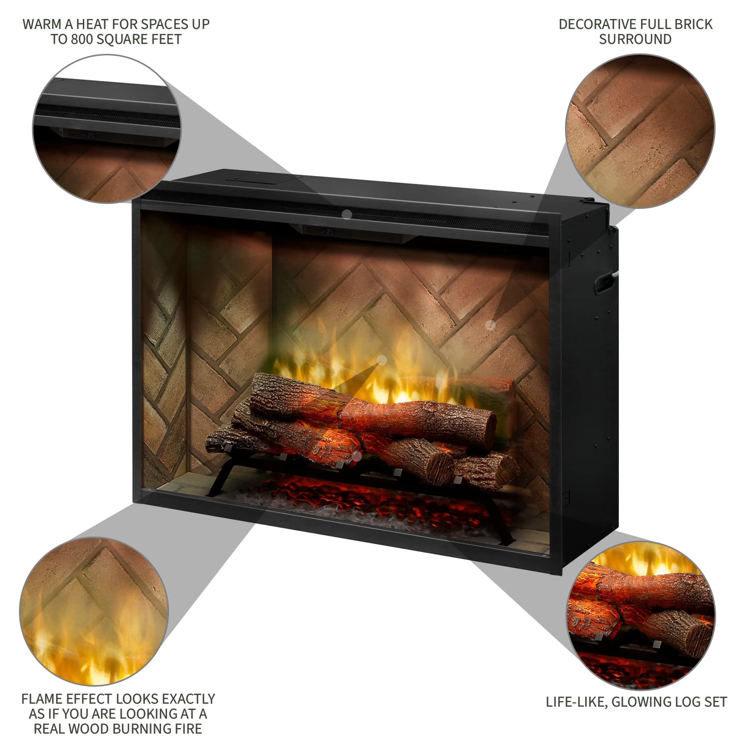Dimplex Revillusion� 36' Built In Firebox (Model: Rbf36), 4435/6739/8786 Btu, 120/208/240 Volt, 1375/1975/2575 Watt, Herringbone