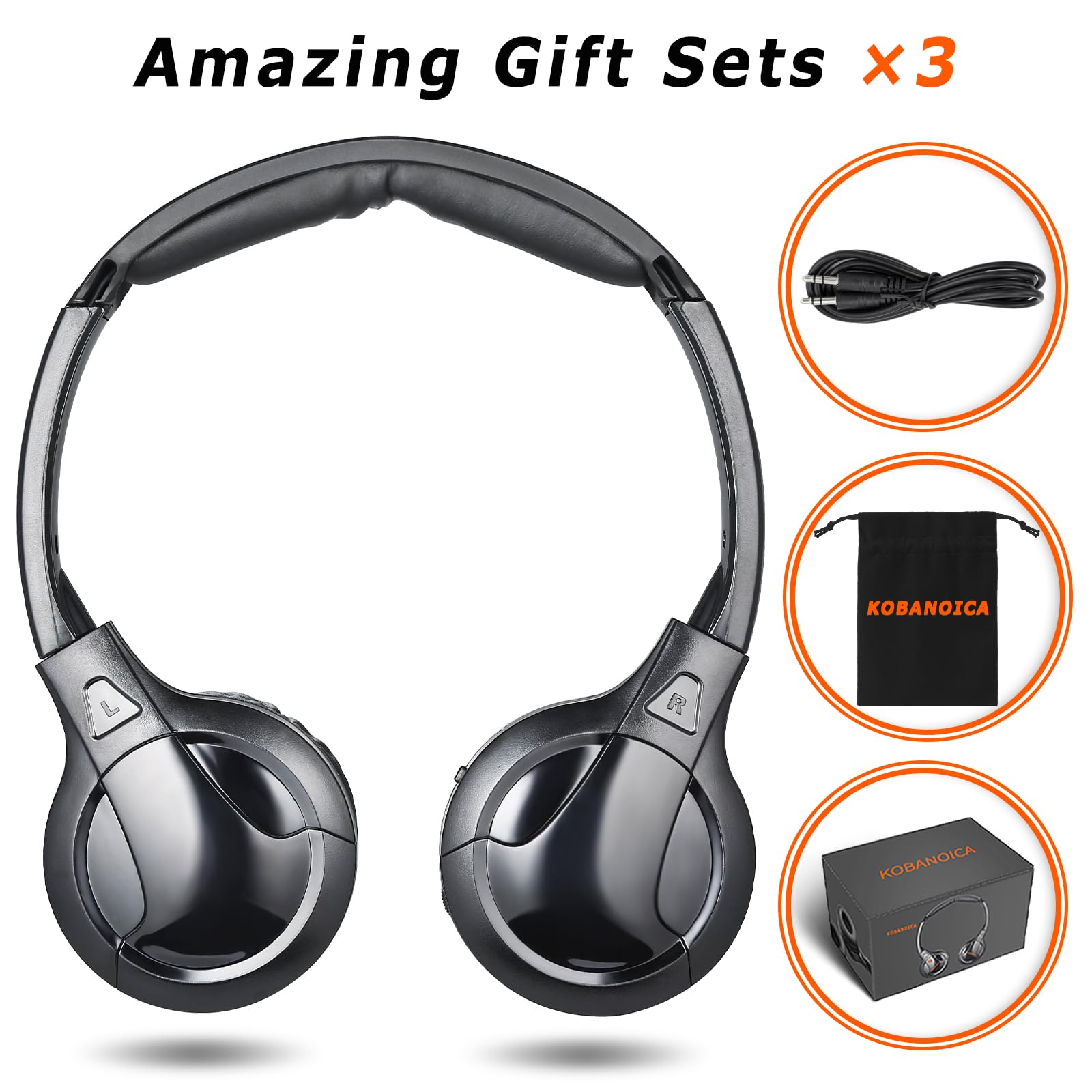 Kobanoica Ir Headphones For Car Dvd,Car Headphones Wireless,Universal 2 Channel Infrared Headphones For Odyssey Entertainment Sy