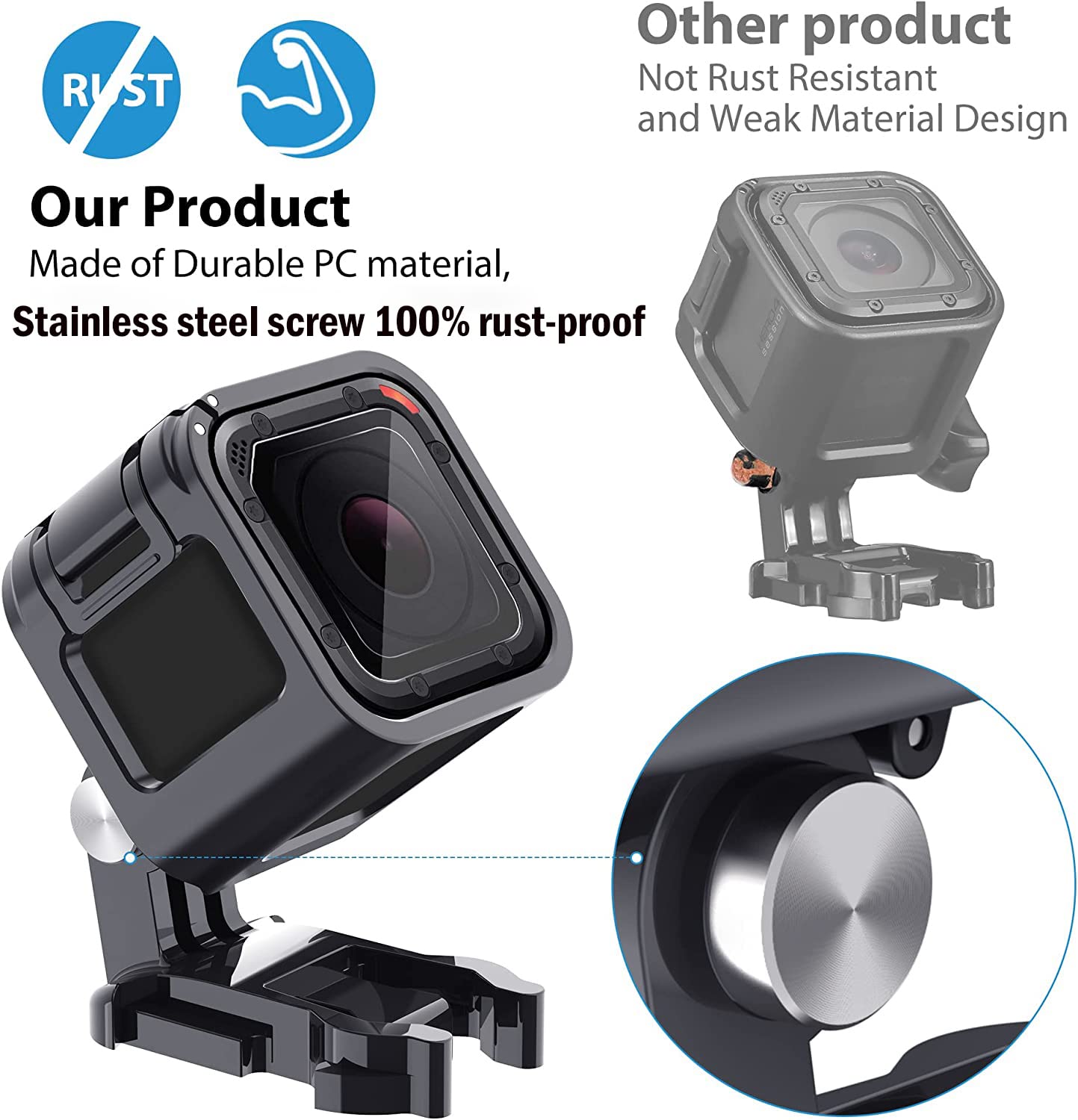 Frame Mount Housing Case For Gopro Hero 5 Session, Hero 4 Session, Upgrade Protective Housing Frame Shell Mount Holder With Buck