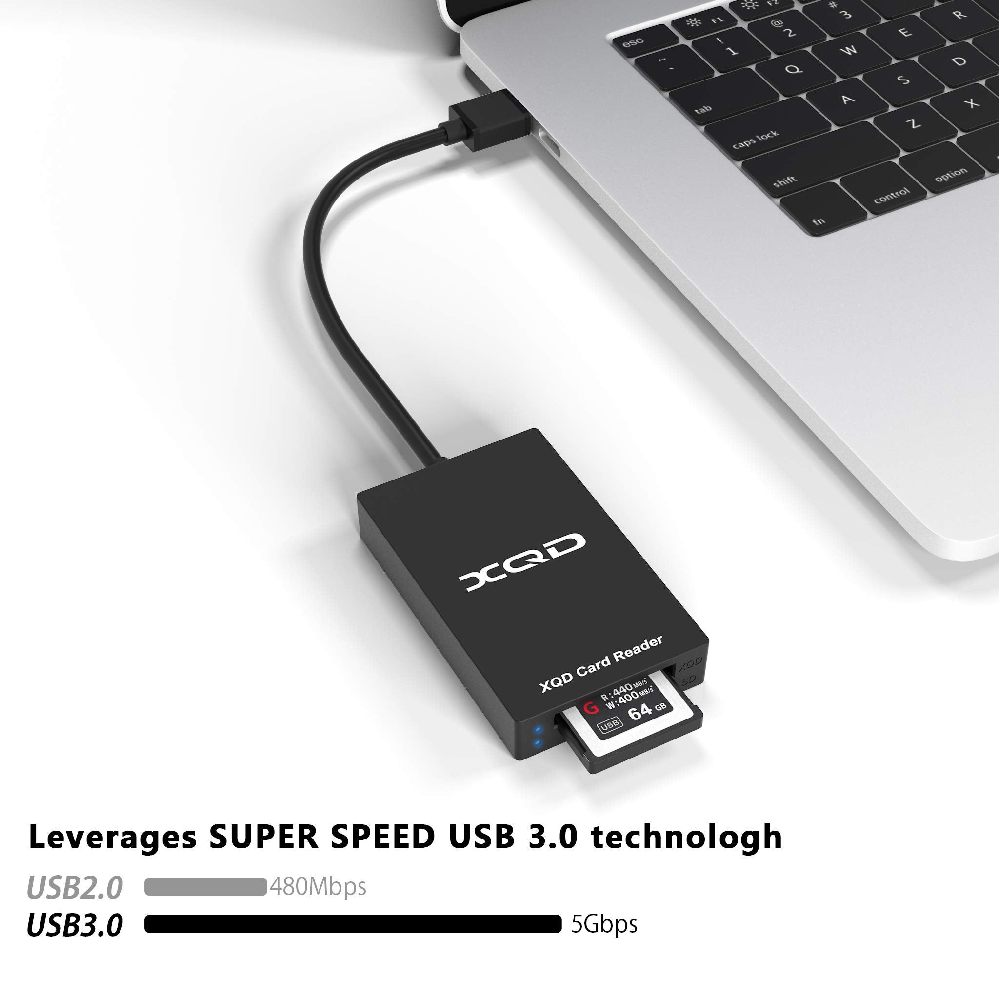 Xqd Card Reader, Usb 3.0 Xqd/Sd Card Reader Dual Slot Memory Card Reader 5Gpbs Super Speed Support Sony G/M Series, Lexar 2933X/1400X Usb Mark Xqd Card,Sd Card For Windows/Mac Os