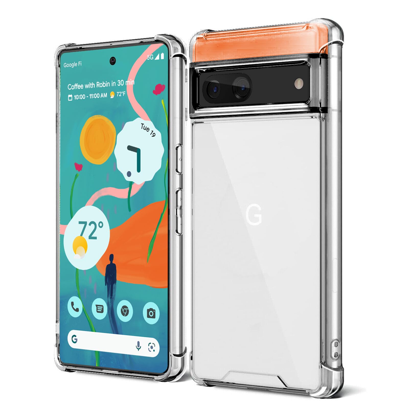 KIOMY Case for Google Pixel 6 Shockproof Bumper Protective Cover Hybrid Design Hard PC Back + Flexible TPU Raised Bezel Slim Fit
