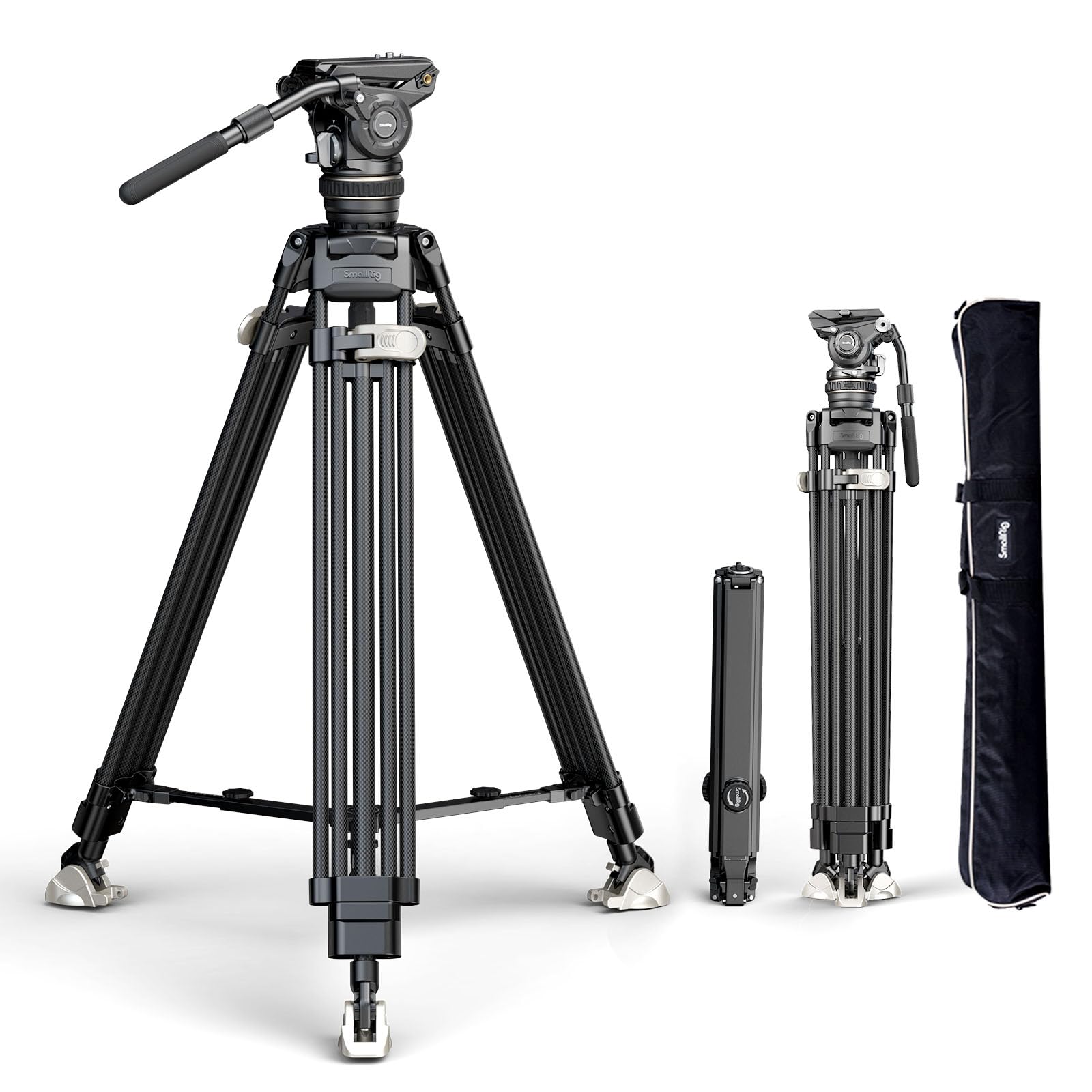 SmallRig AD-120 FreeBlazer Counterbalance Carbon Fiber Video Tripod Kit, 77 Video Tripod with 6-Step Counterbalance, Adjust Step