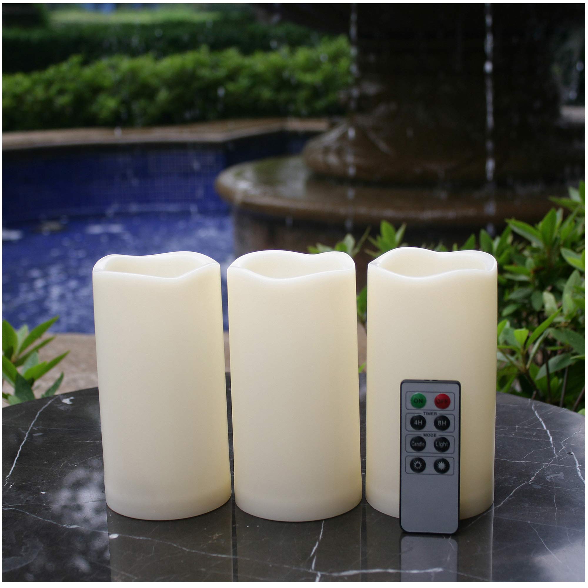 Qidea Waterproof Outdoor Flameless Led Candles   With Remote And Timer Realistic Flickering Battery Operated Electric Plastic Re