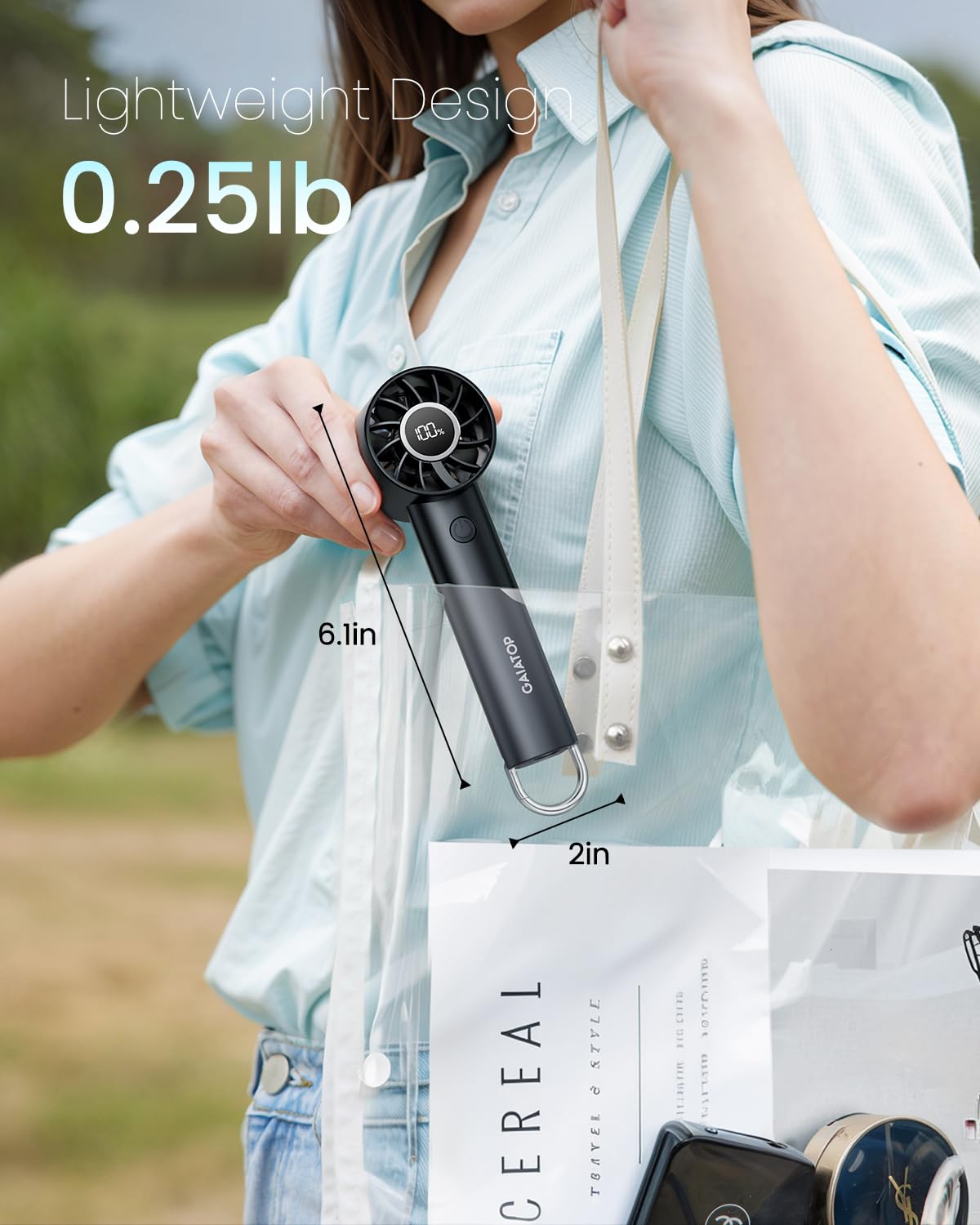 Gaiatop Portable Mini Fan, Handheld Personal Fan With Led Display, 3 Speeds, 2000Mah Usb Rechargeable Battery Fan, Led Lighting,