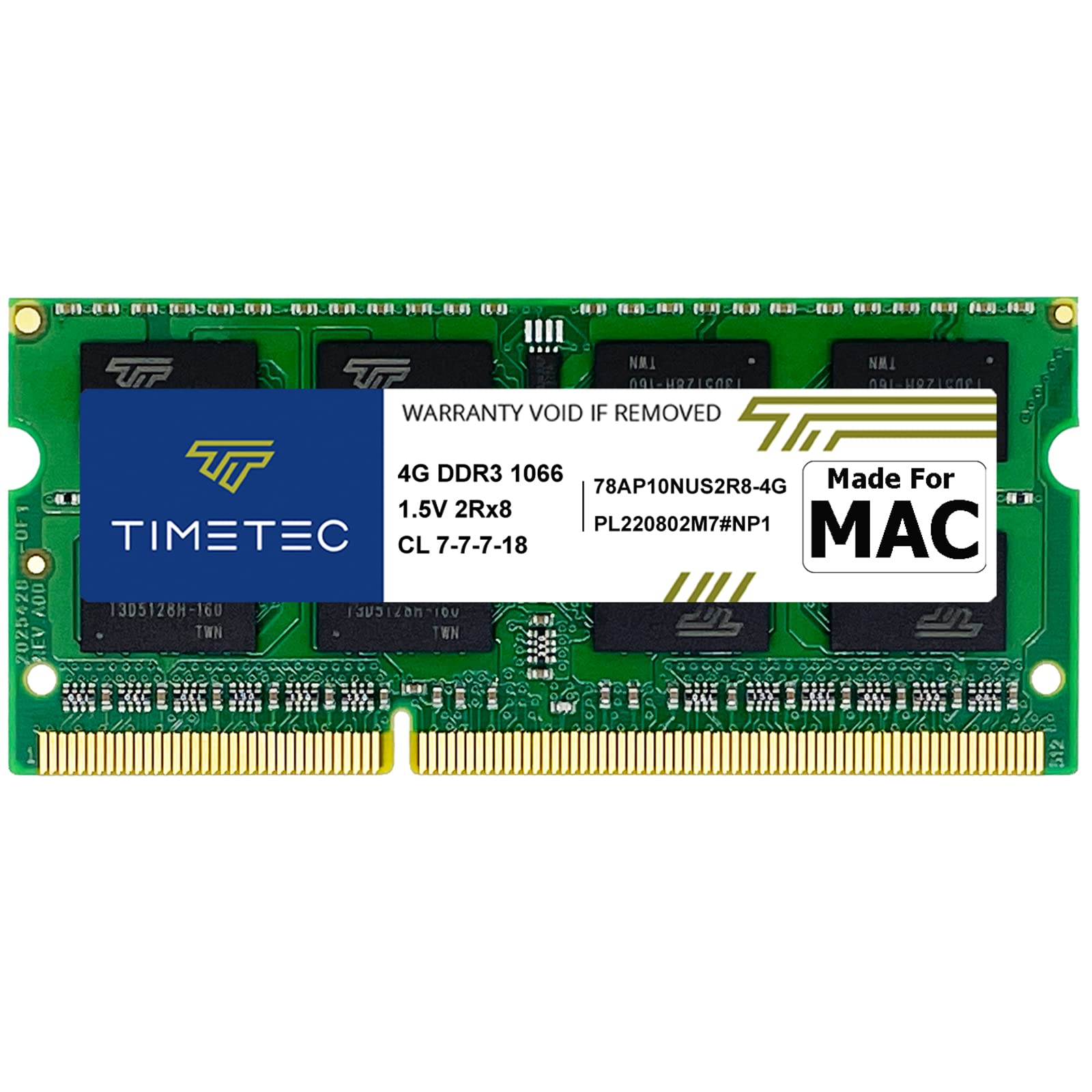 Timetec 4Gb Compatible For Apple Ddr3 1067Mhz / 1066Mhz Pc3 8500 Cl7 Dual Rank For Mac Book, Mac Book Pro, Imac, Mac Mini (Late