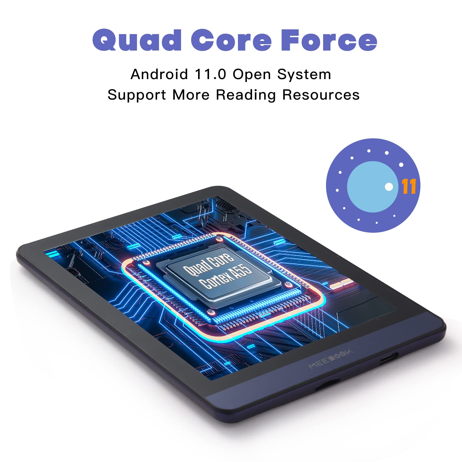 Meebook E Reader M6 | 6' Eink Carta Screen 300Ppi | Adjustable Smart Light | Android 11 | Ouad Core Processor | Audio Books|Supp