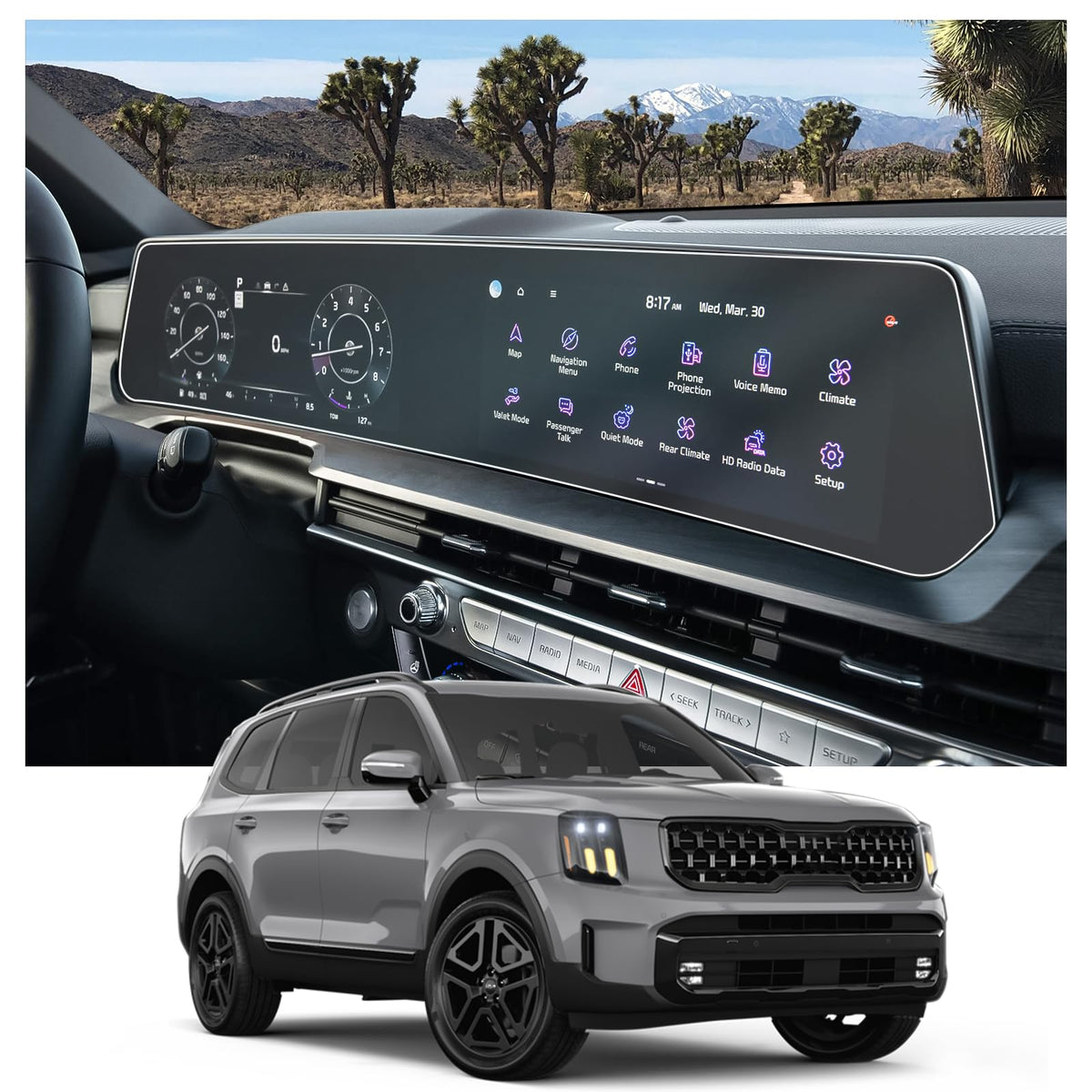 Cdefg For 2023 2024 Telluride 12.3” Screen Protector Compatible With 2023 2024 Kia Telluride Sx Prestige X-Line X-Pro Ex Lx S Screen Protector Foils Navigation Radio Touch Screen Display Protector 2023 2024 Telluride Accessories,2Pcs