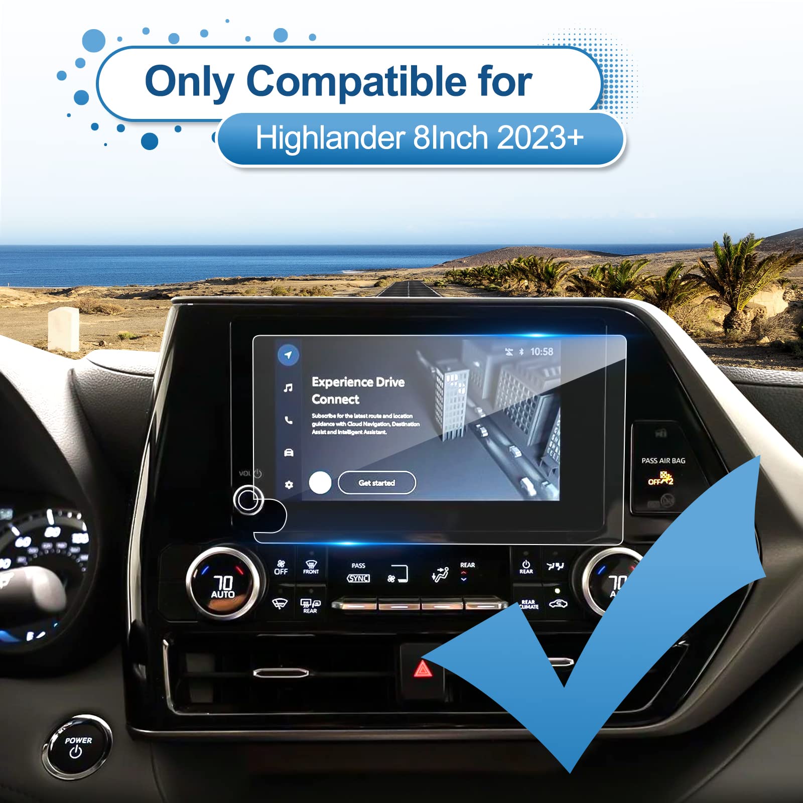 Coleya 2023 2024 Highlander/Highlander Hybrid Screen Protector For Toyota Highlander (L/Le/Xle/Xse) 8 Inch Touch Screen, Hd Tran