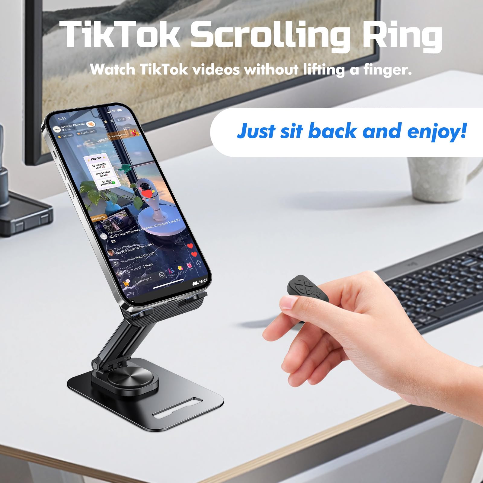 Bleso - Bluetooth Scrolling Ring Remote For Tiktok,Kindle,Ins Short Video& More - Page Turner & Phone Scroller For Iphone, Ipad,