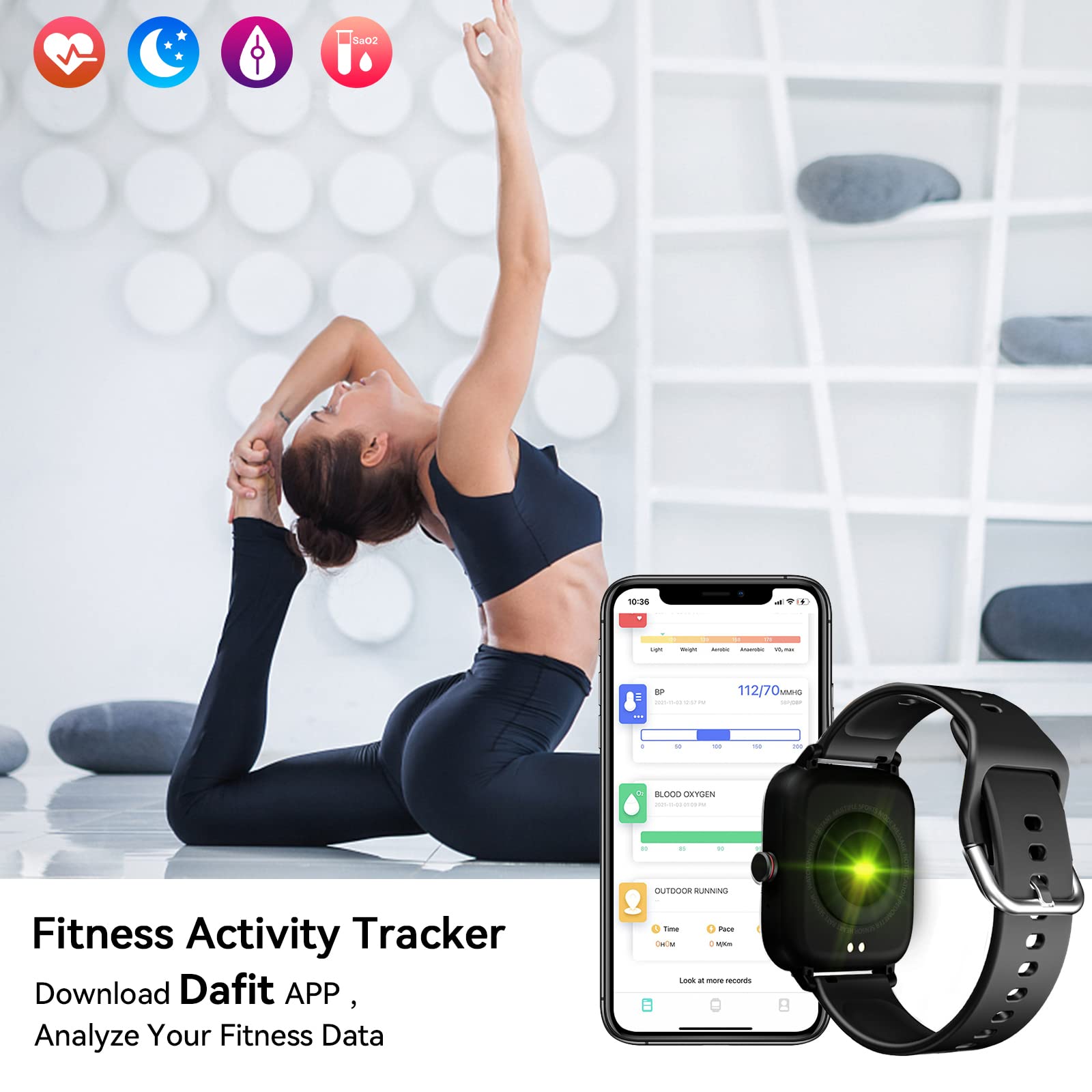 Luoba Smart Watch, 1.69 ' ' Full Touch Answer/Make Call Android Smartwatch For Women Men Fitness Tracker With Heart Rate Sleep M