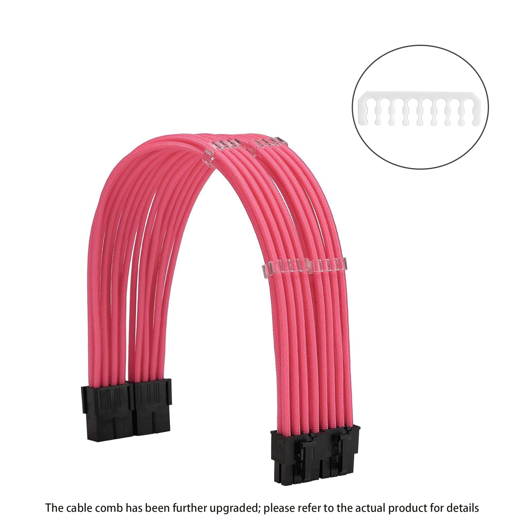 Formulamod Sleeve Extension Power Supply Cable Kit 18Awg Atx 24P+ Eps 8 P+Pci E8 P With Combs For Psu To Motherboard/Gpu (Pink)