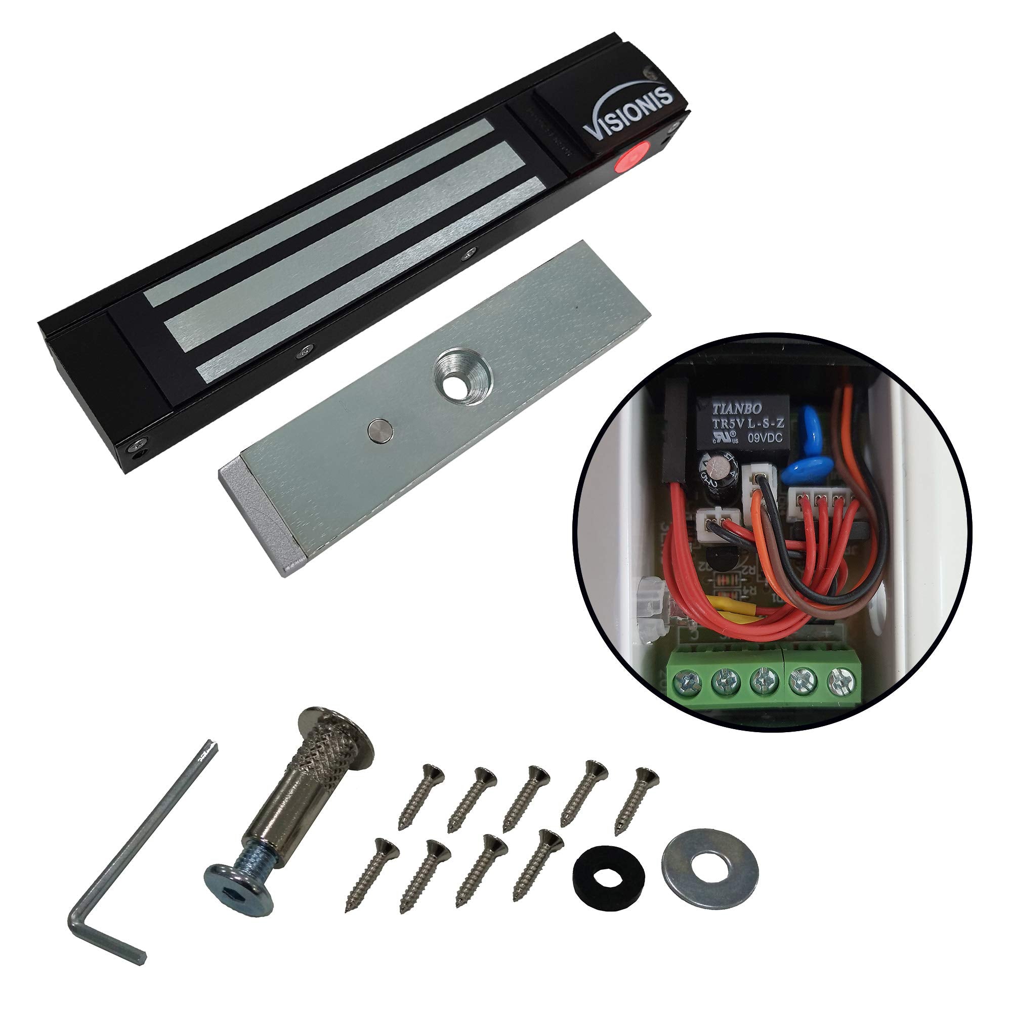 Visionis Vs Visml300Led Bl Indoor 300Lbs Black Electromagnetic Lock With Led Sensor For Door Access Control