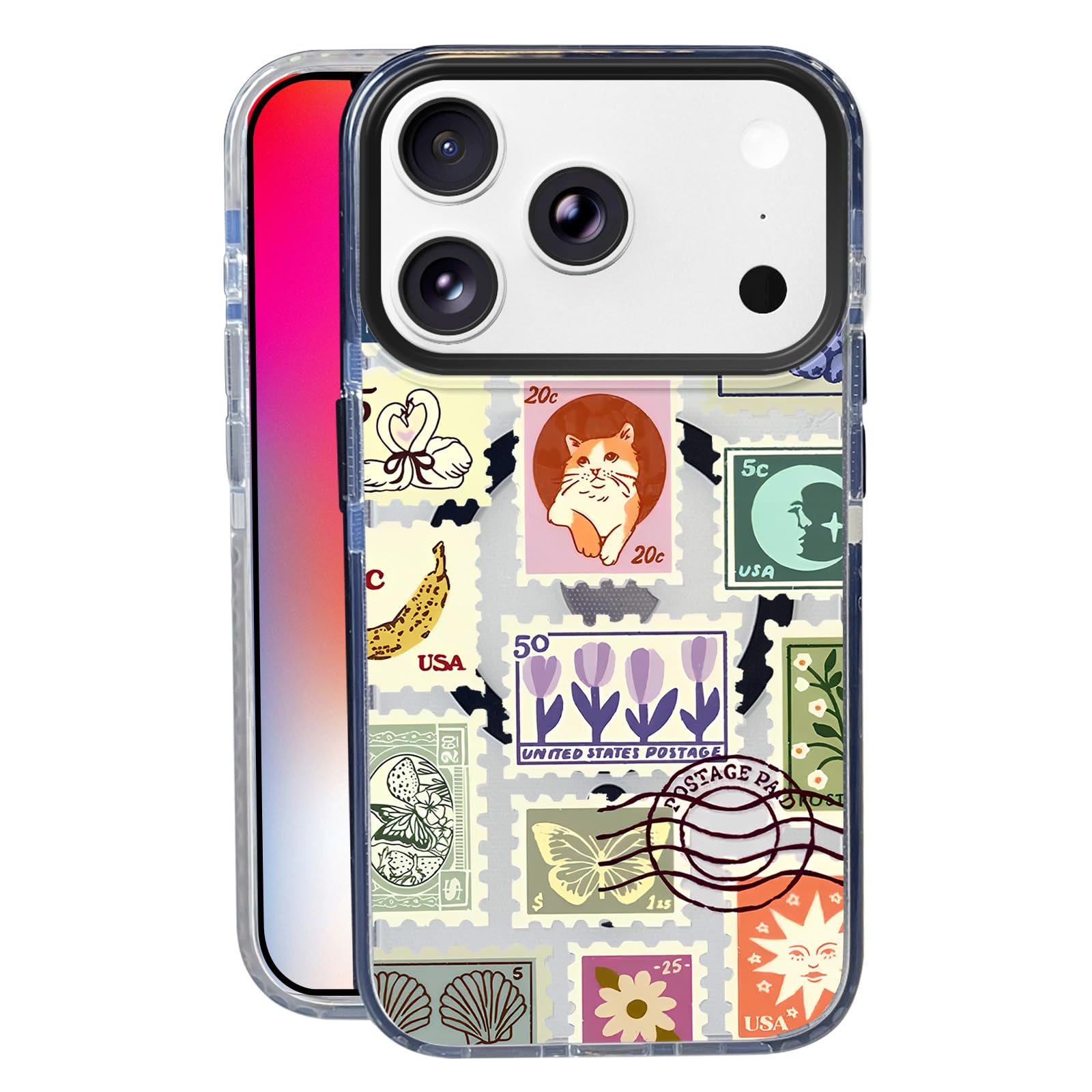 Nimeey Stamp for iPhone 17 Pro Case,MagSafe Compatible,Matte Soft Slim Shockproof Cover,Anti-Fingerprint,Anti-Yellowing,Anti-Scr