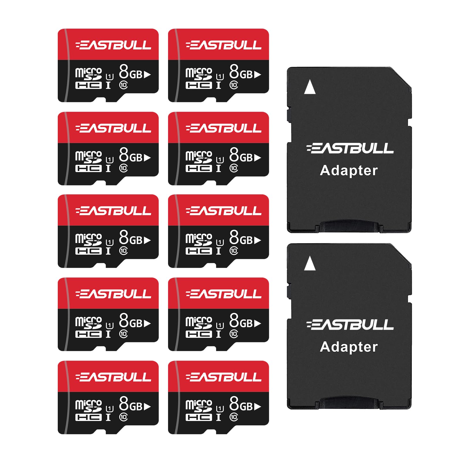 Eastbull 8Gb 10 Pack Of Micro Sd Cards, Sd Memory Cards 8Gb Sd Cards Pack Full Hd Video 90Mb/S Uhs I U1 Micro Sdhc Class 10 For