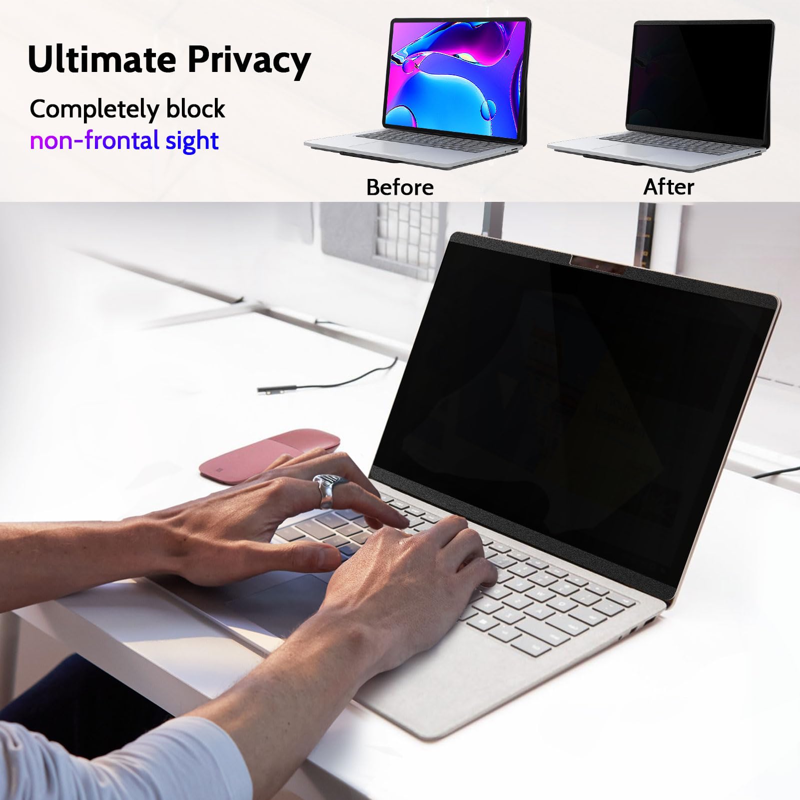 Peslv Magnetic Privacy Screen For Microsoft Surface Laptop Studio 2/1 14.4 Inch, Removable Anti Blue Light Glare Filter, Black S