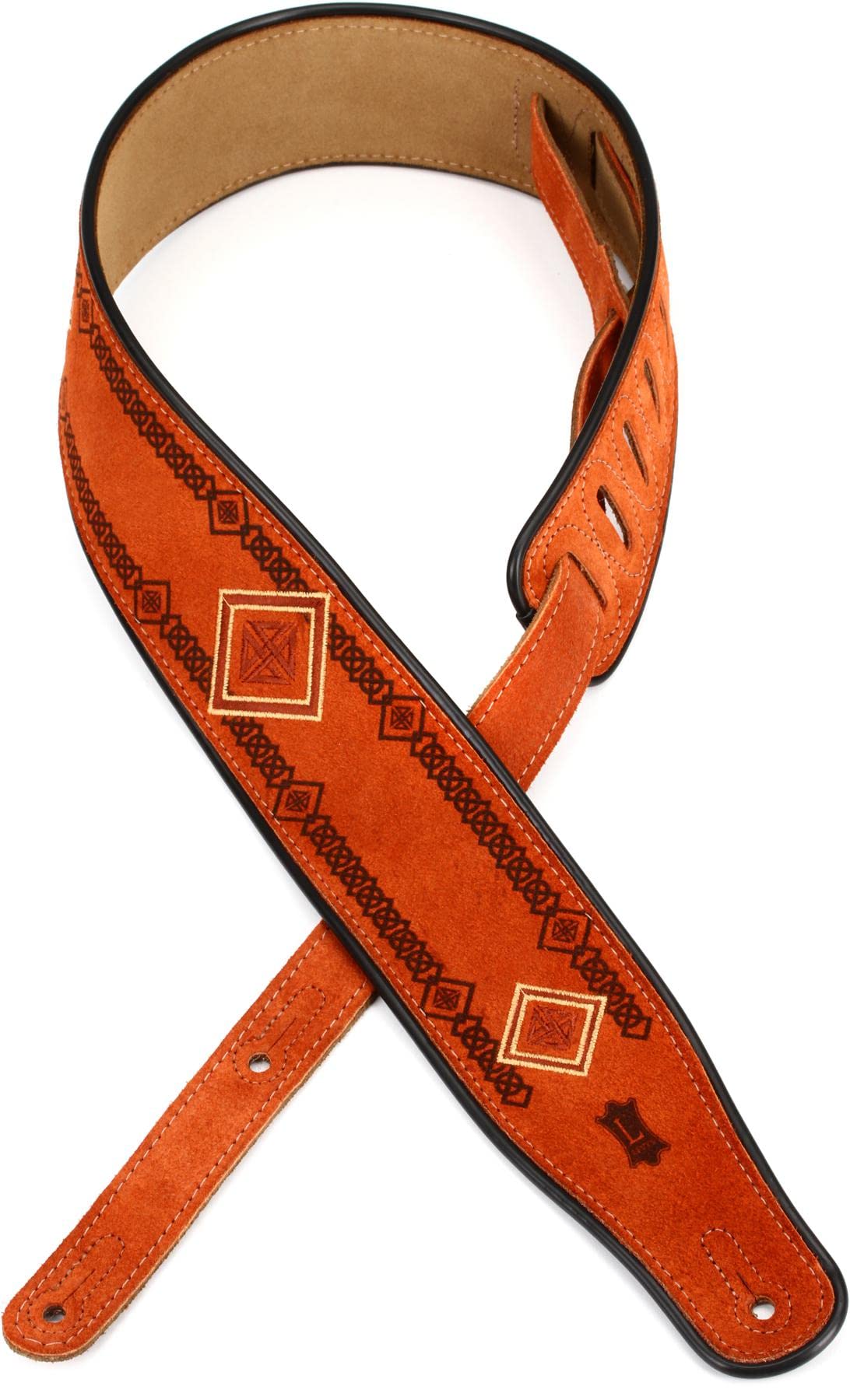 Levys Leathers 2 1/2 Suede Guitar Strap with Embroidered and Printed Design, Suede Backing (MSS3EP003)