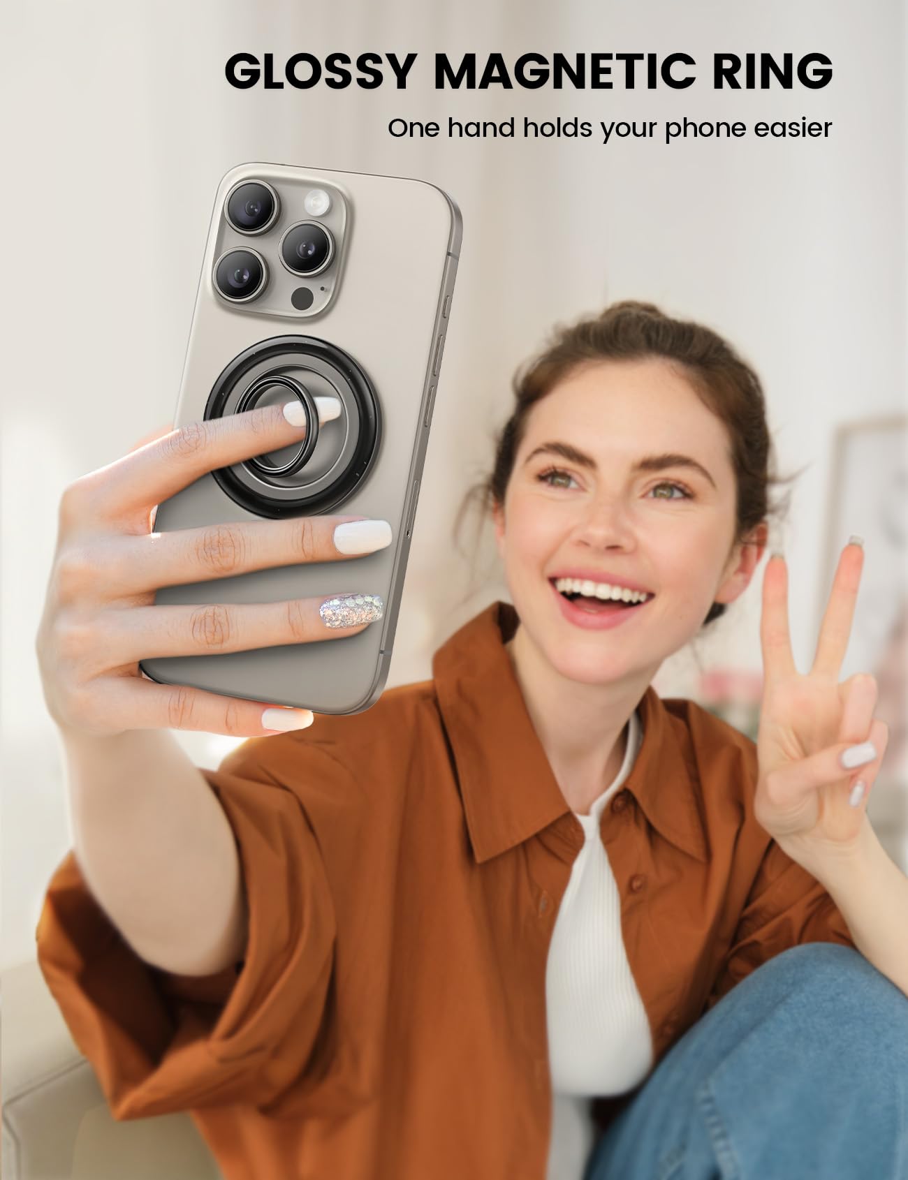 Lamicall [2024 Upgrade Metal Gear Hinge] Magnetic Phone Ring Grip For Magsafe, [4.4Lbs Ultra Strong Magnet] Finger Holder Stand,