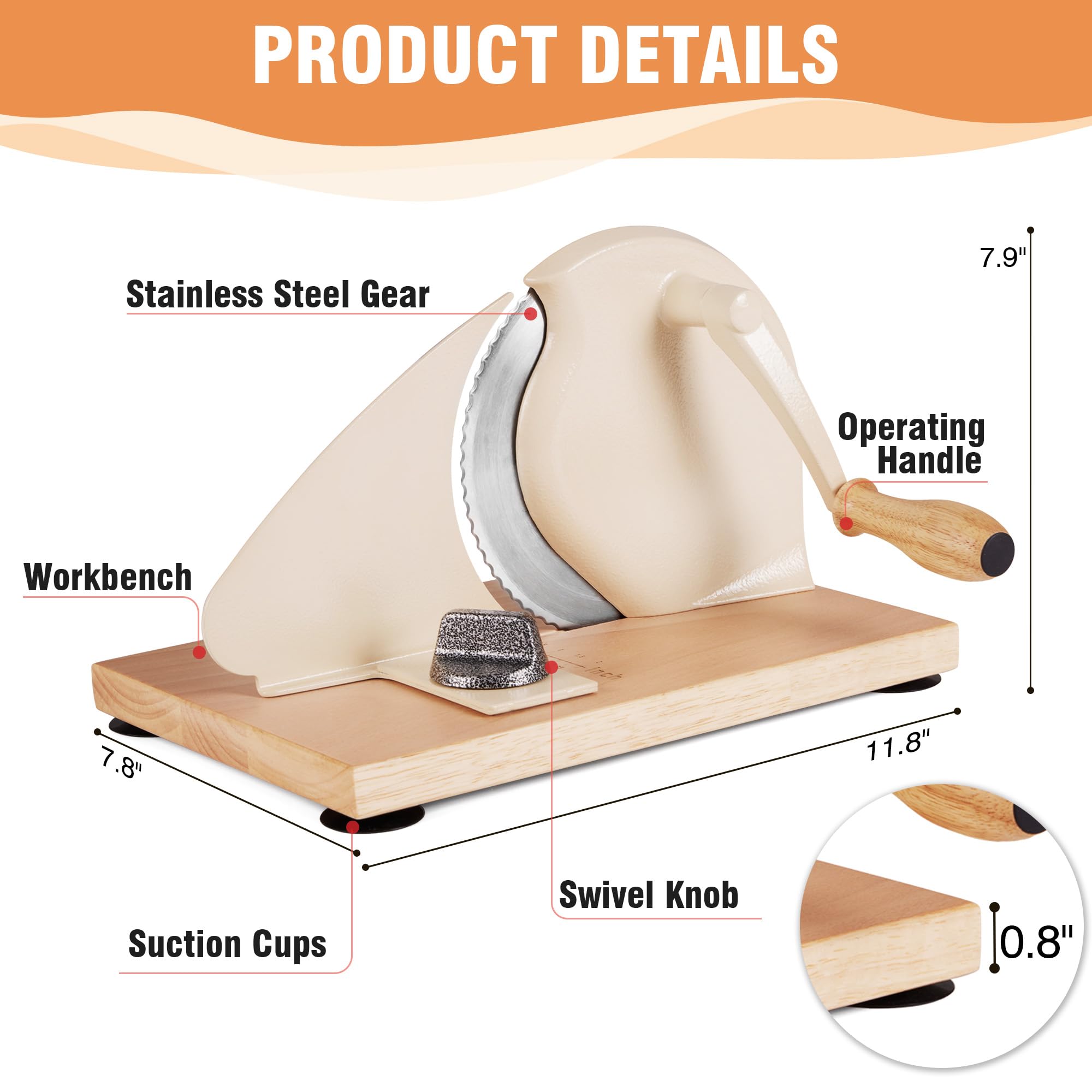 vanerepok Manual Bread Slicer - Adjustable Stainless Steel, Large, Cream, Model slicer-01 for Homemade & Commercial Sourdough Bread
