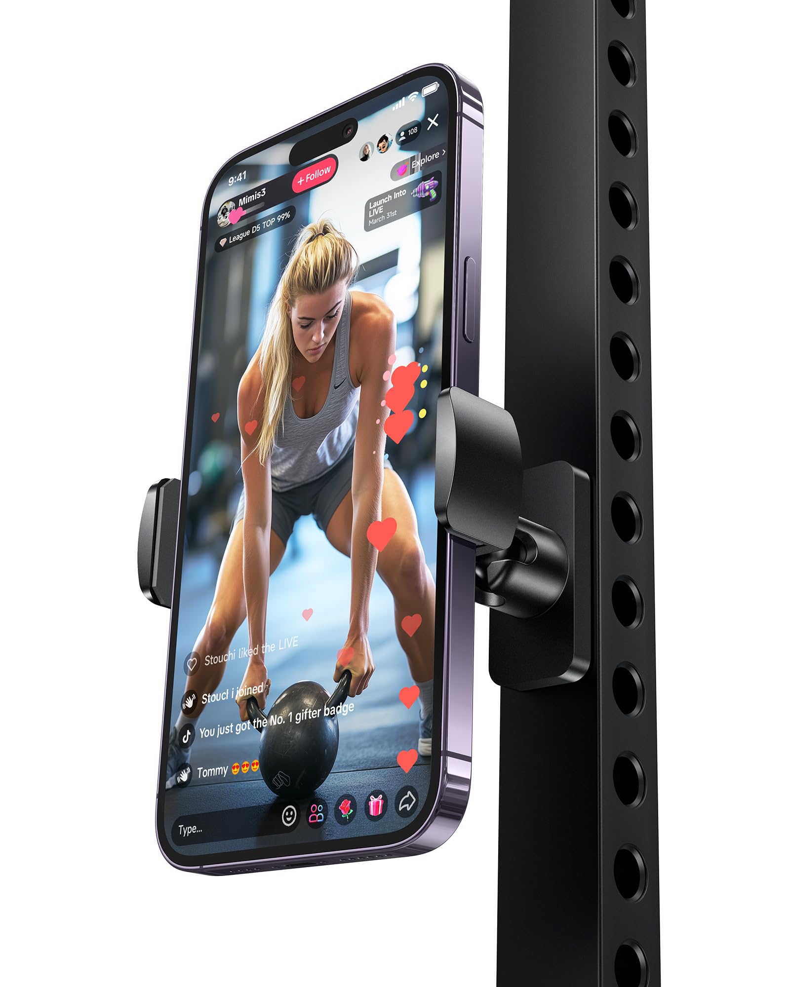 Stouchi Gym Magnetic Phone Holder, 360 Adjustable [N55 Dual Magnet] Phone Mount Gym Golf Accessories For Women/Men, All Metal Po