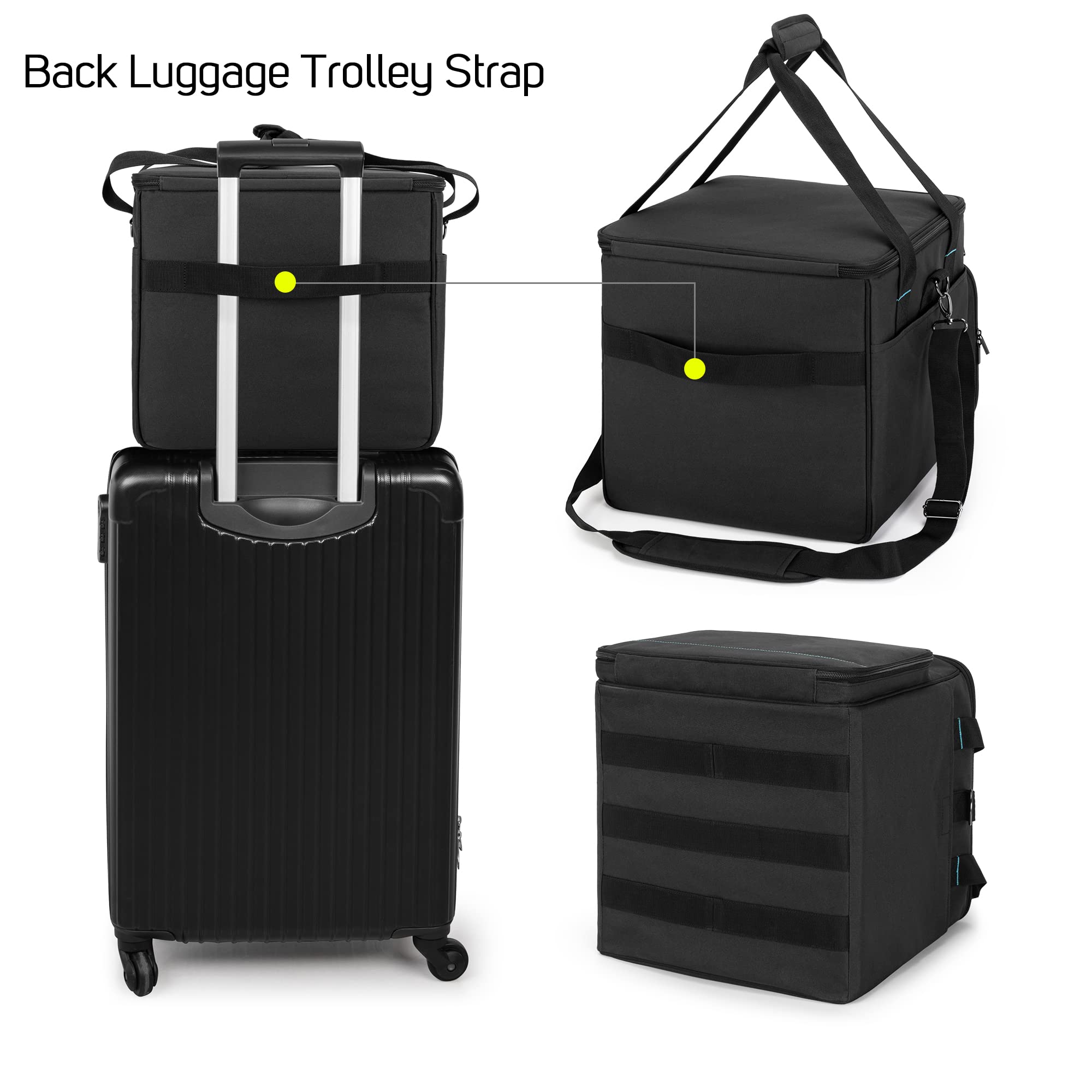 Lodrid Vinyl Record Carrying Bag With Bottom Padded Pad, Album Storage Case With 2 Detachable Dividers Holds Up To 60 Lp Records