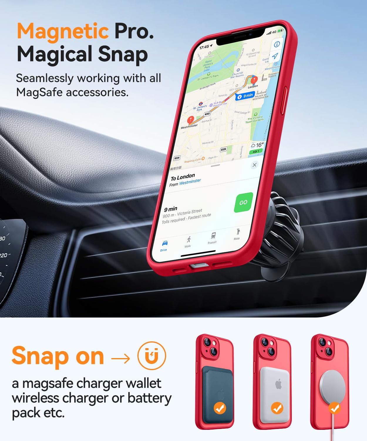 Canshn Magnetic For Iphone 13 Case, Upgraded [Full Camera Protection] [Compatible With Magsafe] [Translucent Matte] Shockproof P