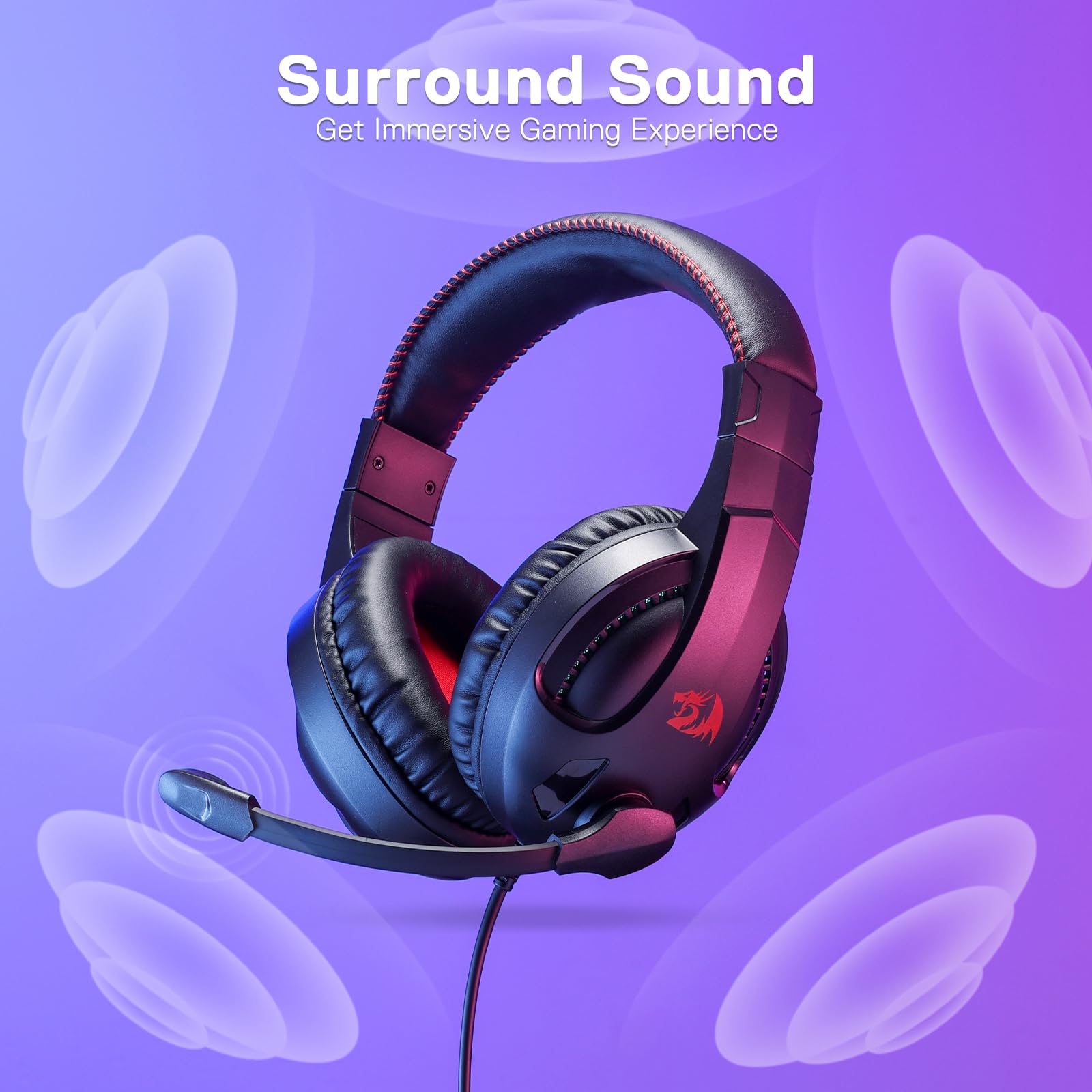 Redragon H211 Cronus Black Wired Gaming Headset, Stereo Surround Sound, Noise Canceling Microphone, Dynamic Rgb Backlight, 40 Mm