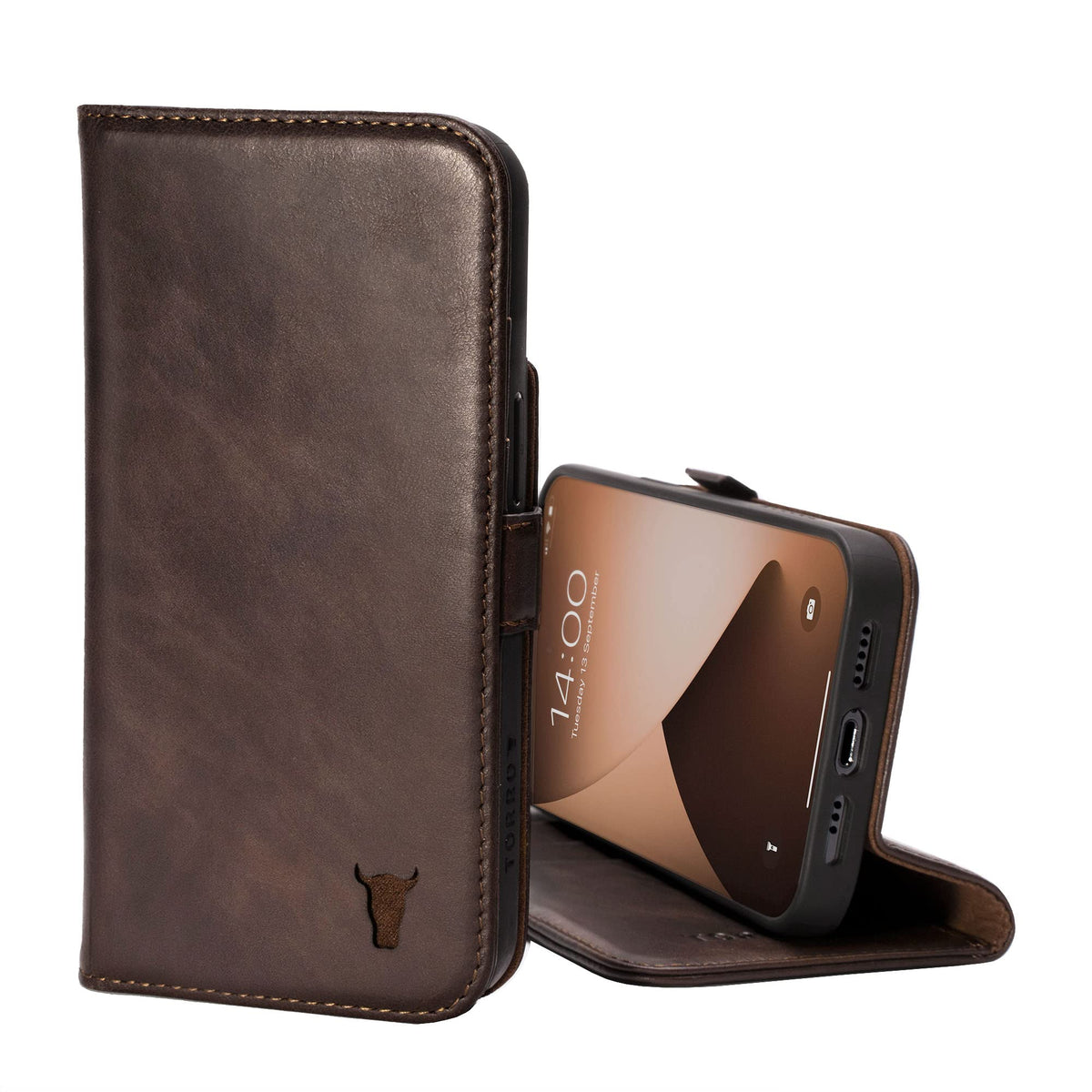 Torro Case Compatible With Iphone 13 Pro   Premium Leather Wallet Case With Kickstand And Card Slots (Dark Brown)